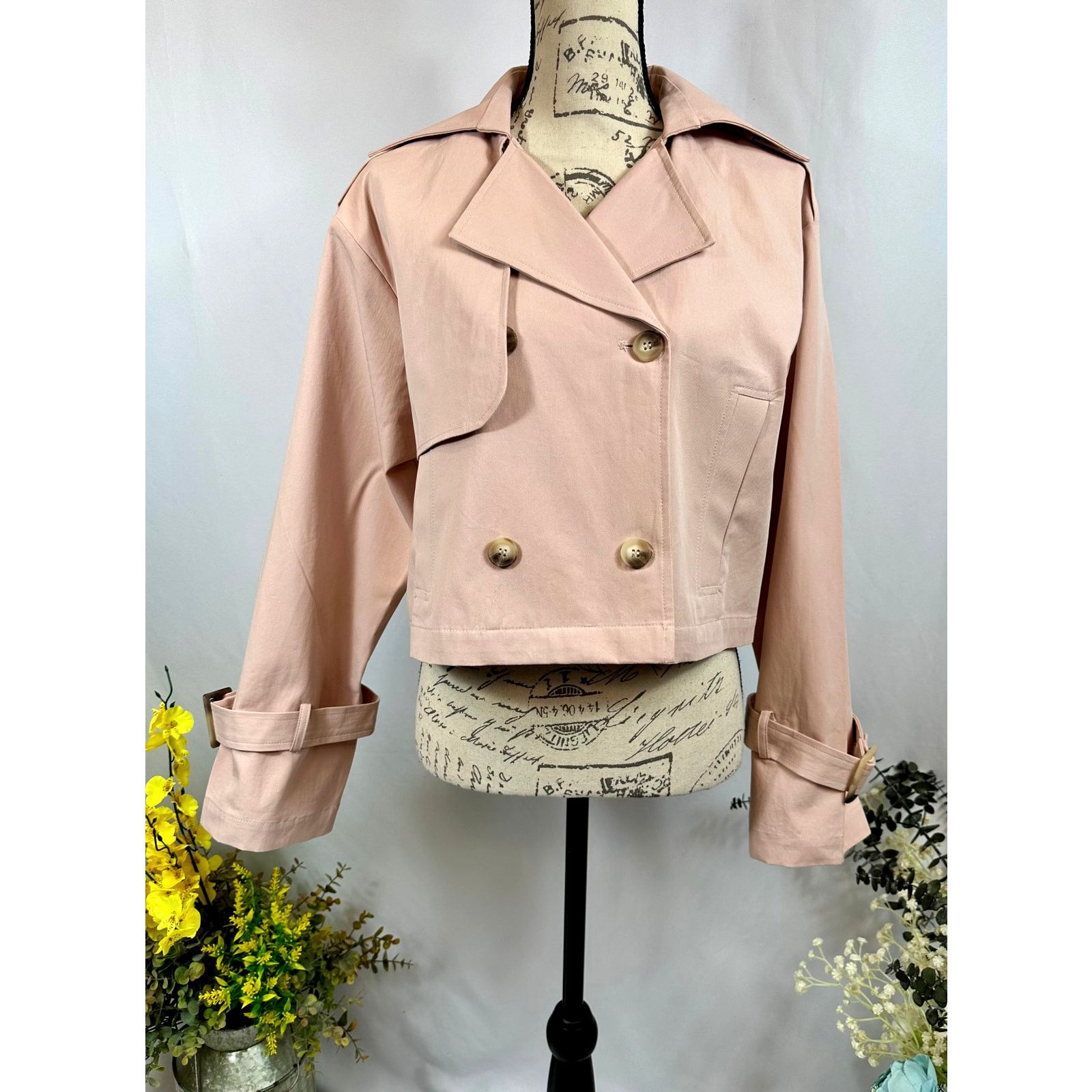 Other Elodie Eleanor Cropped Buckle Cuff Trench Coat Baby Pink M Size M / US 6-8 / IT 42-44 - 2 Thumbnail