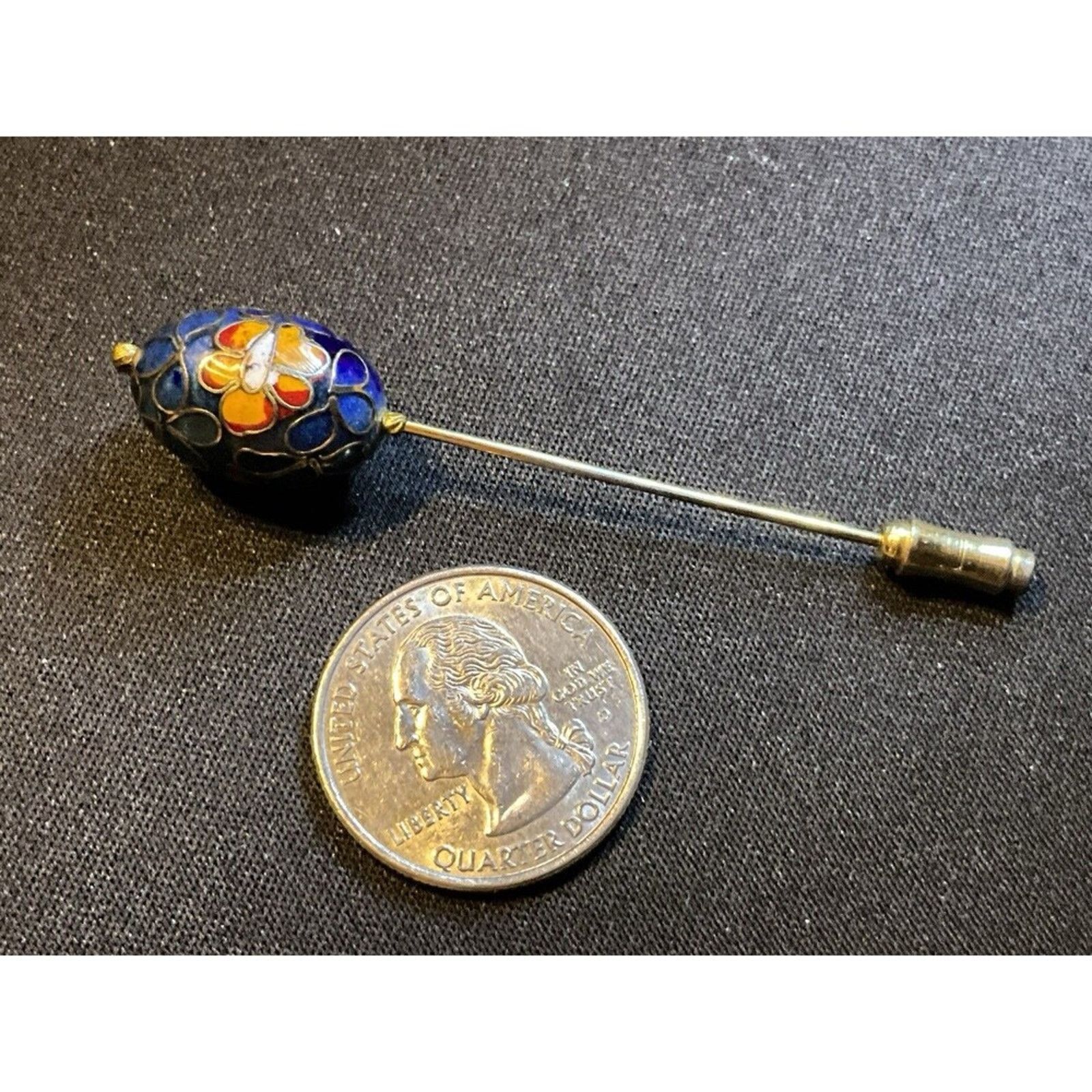 Other Vintage Cloisonné Hat Pin Oval Egg Shaped Floral Design Size ONE SIZE - 4 Thumbnail