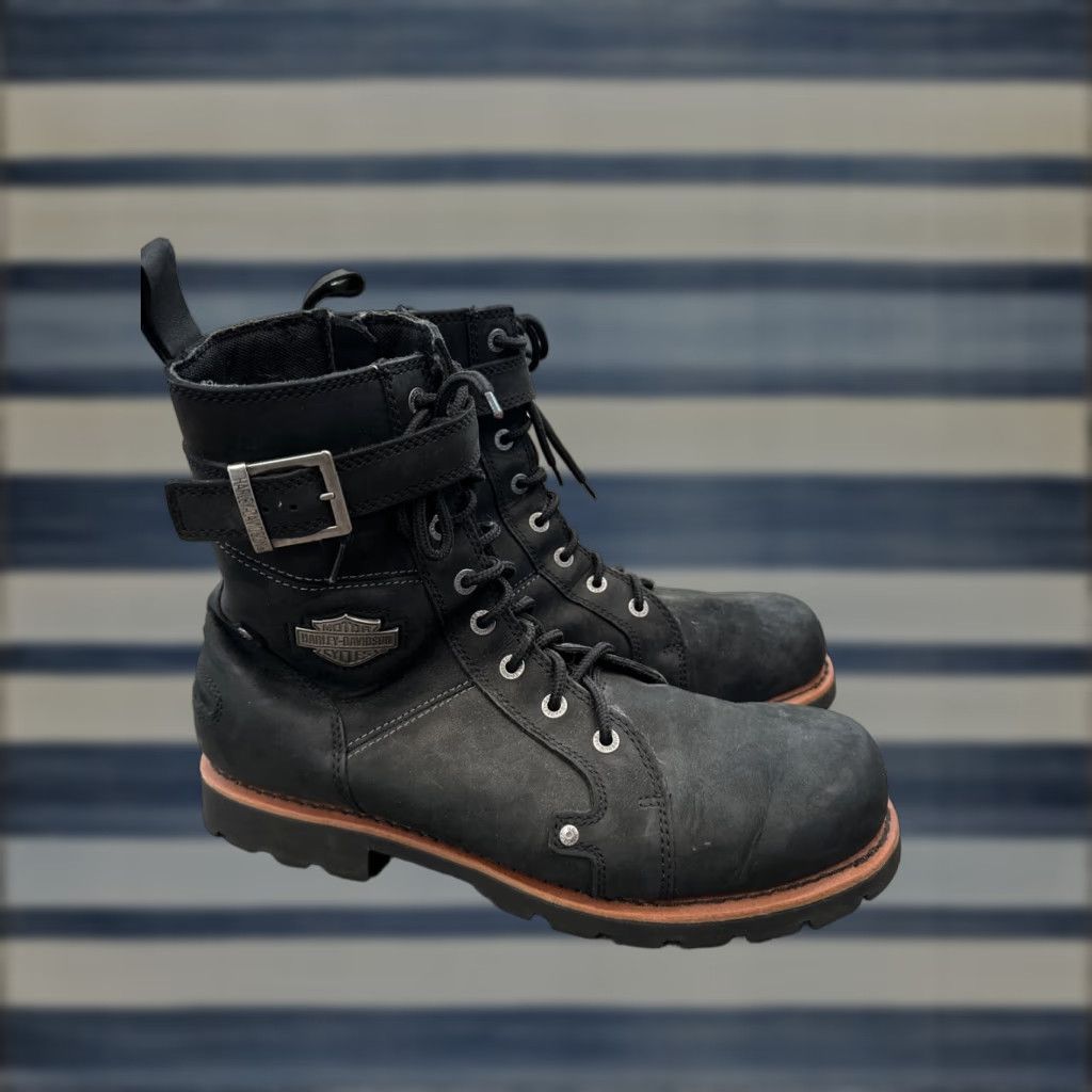 Harley Davidson VINTAGE Harley-Davidson Wickson Mens Boots Leather Black 13 M US Rare Boots Size US 12 / EU 45 - 1 Thumbnail