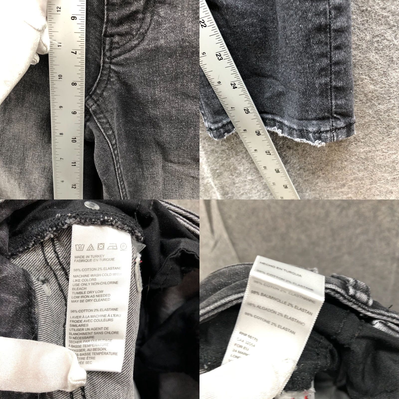 Urban Outfitters Urban Outfitters BDG Slim Straight Jeans Womens 24 Black Charcoal Wash Mid Rise Size 42" / US 20 - 8 Thumbnail