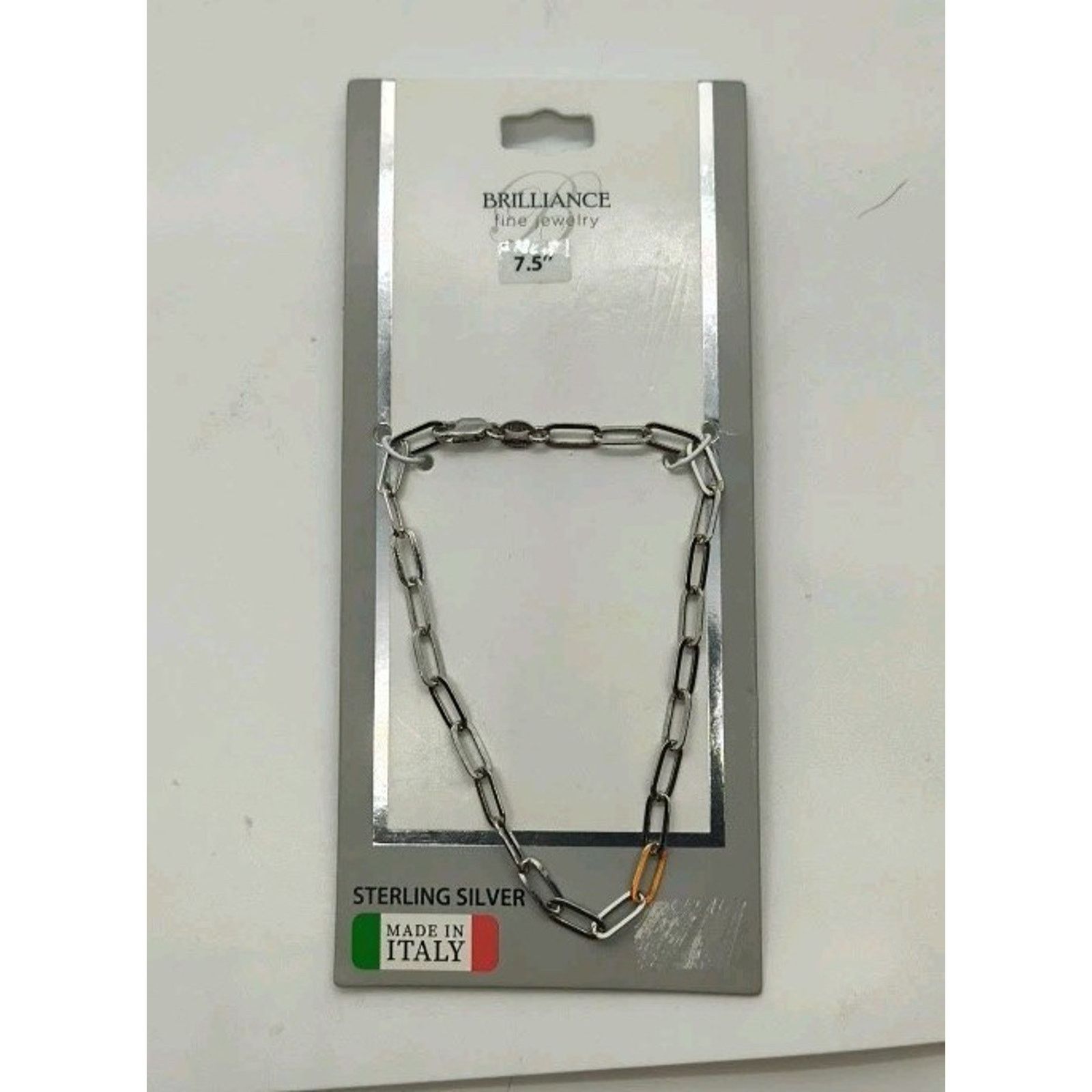Walmart 925 Sterling Silver Paperclip Bracelet 7.5" MADE IN ITALY Size ONE SIZE - 1 Thumbnail