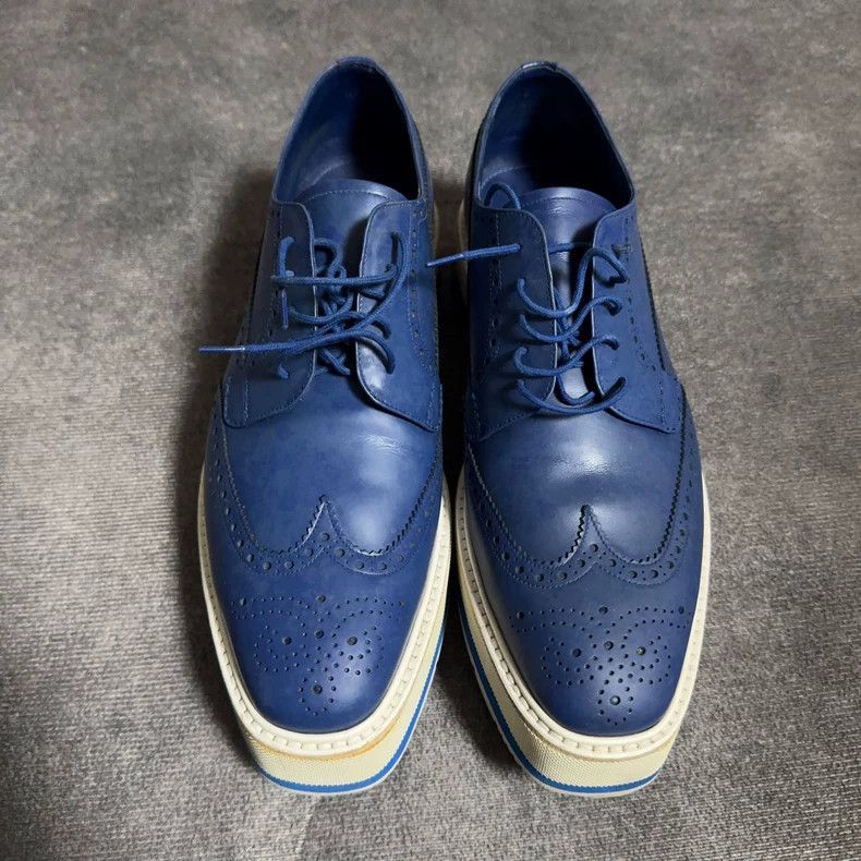 Prada Prada Men's Blue Brogue Platform Shoes -2505 Size US 8 / EU 41 - 2 Thumbnail