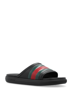 Gucci o1mt1gz0925 Men's Web Slide Sandals in Black Size US 10.5 / EU 43-44 - 2 Thumbnail