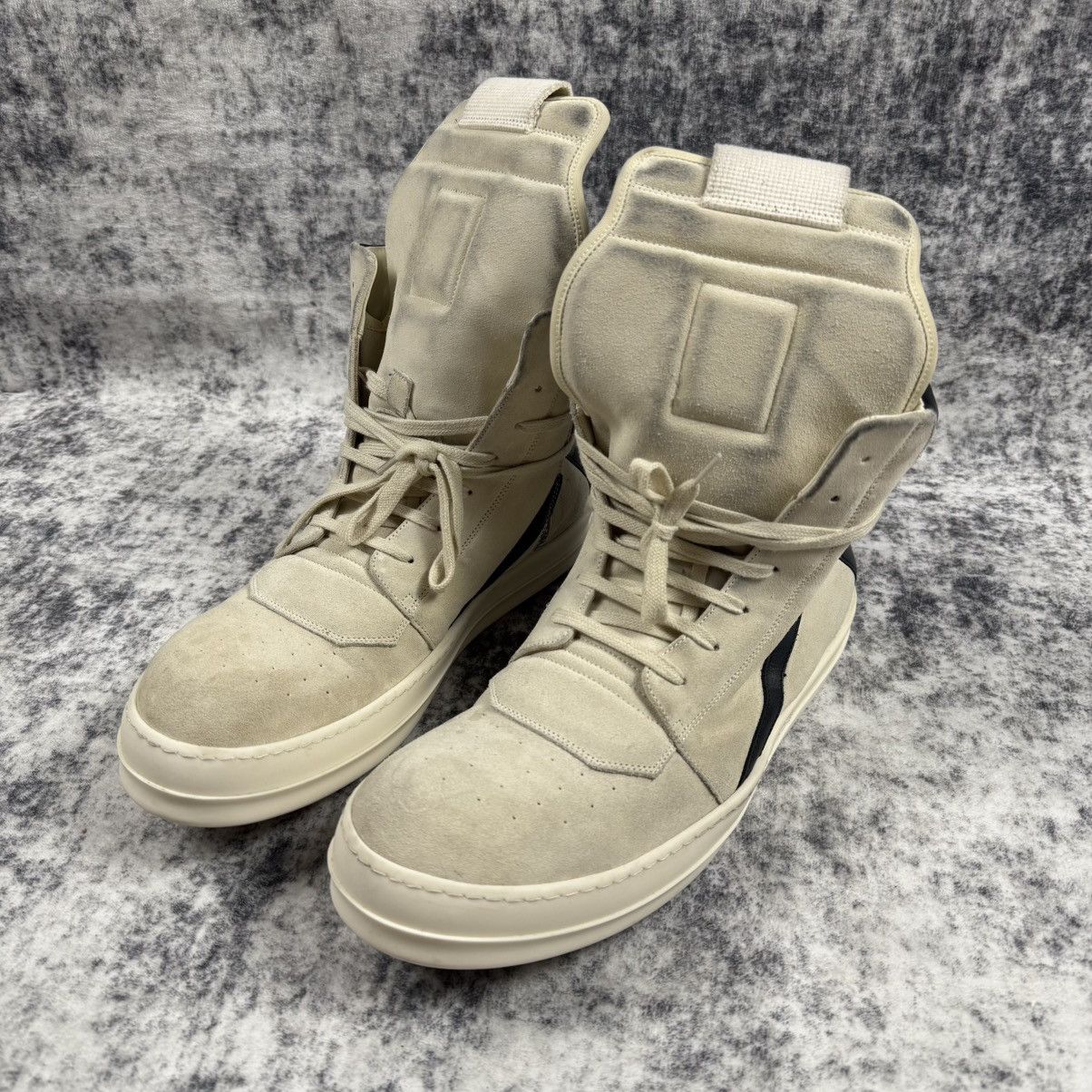 Rick Owens Rick Owens ‘Black/Milk’ Suede Geobaskets Size US 11 / EU 44 - 1 Thumbnail