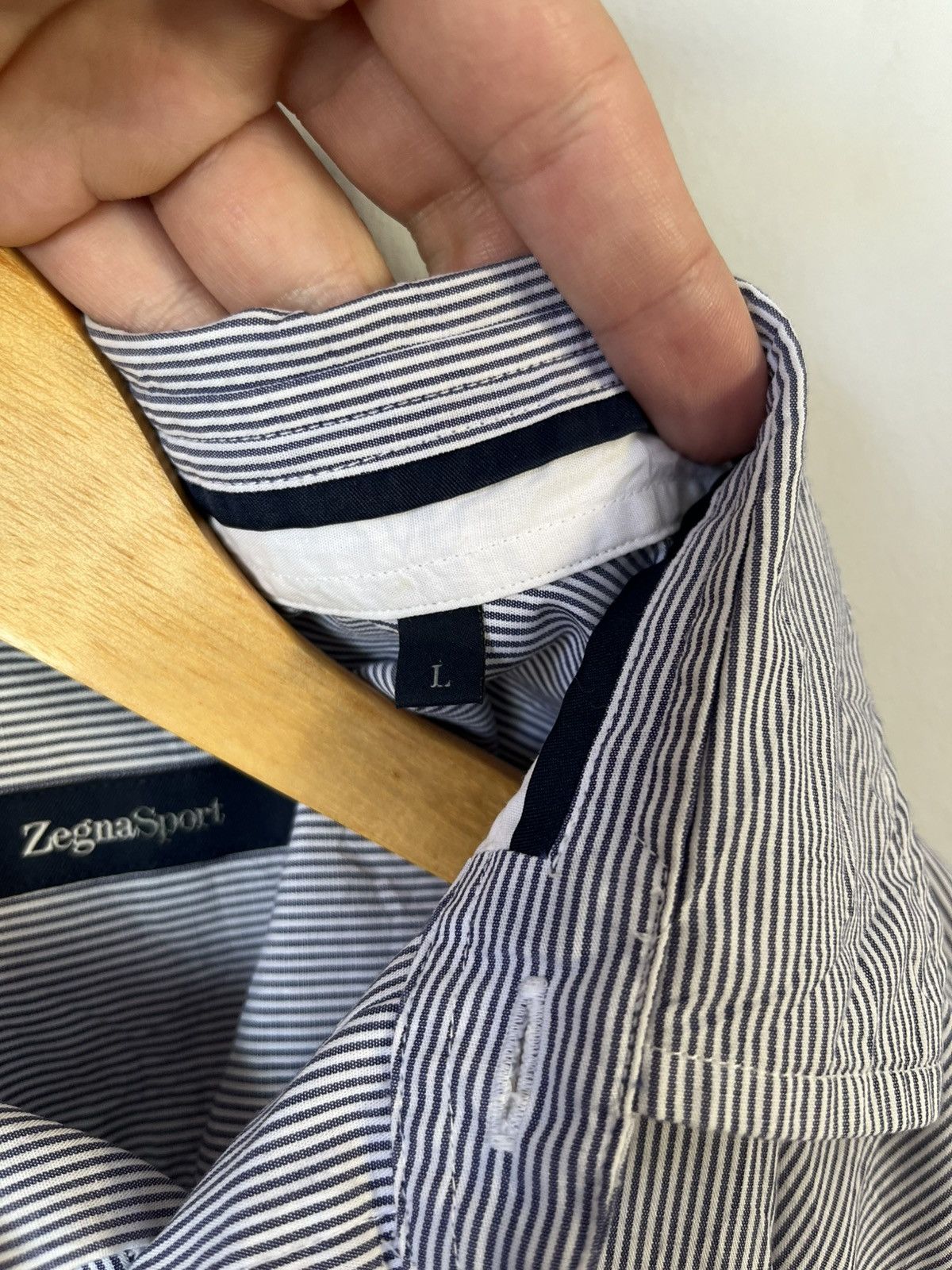 Ermenegildo Zegna Ermenegildo Zegna Luxury Striped Cotton Long Sleeve Shirt Size US L / EU 52-54 / 3 - 9 Thumbnail