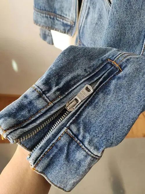 Japanese Brand × Vintage New Spring Autumn Women Casual Moto Biker Denim Jacket Size ONE SIZE - 3 Thumbnail