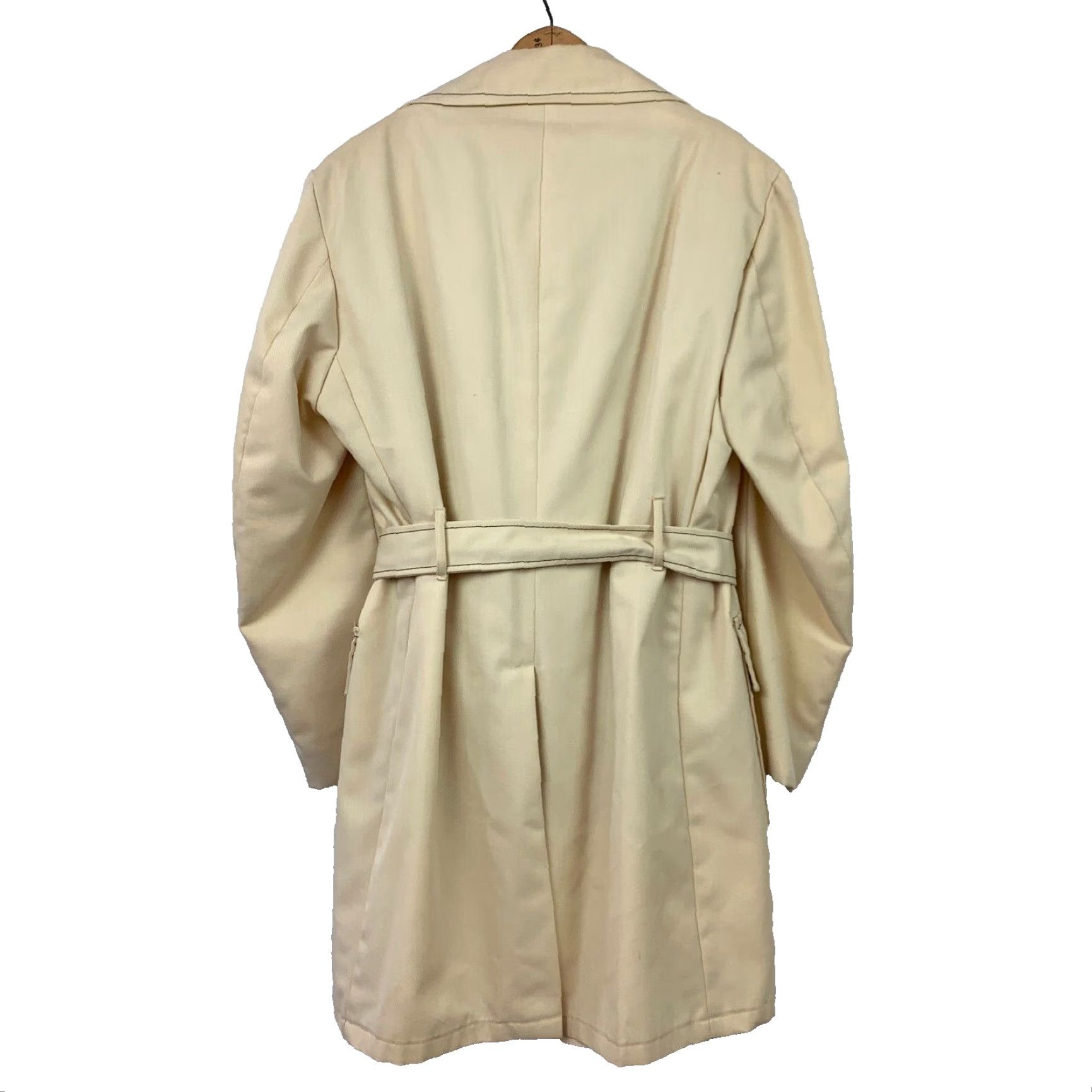 Vintage VINTAGE Campus Trench Coat Adult M Men's 38 Ivory Canvas Lined 70s All Weather Long Coat Size US XXS / EU 40 - 5 Thumbnail