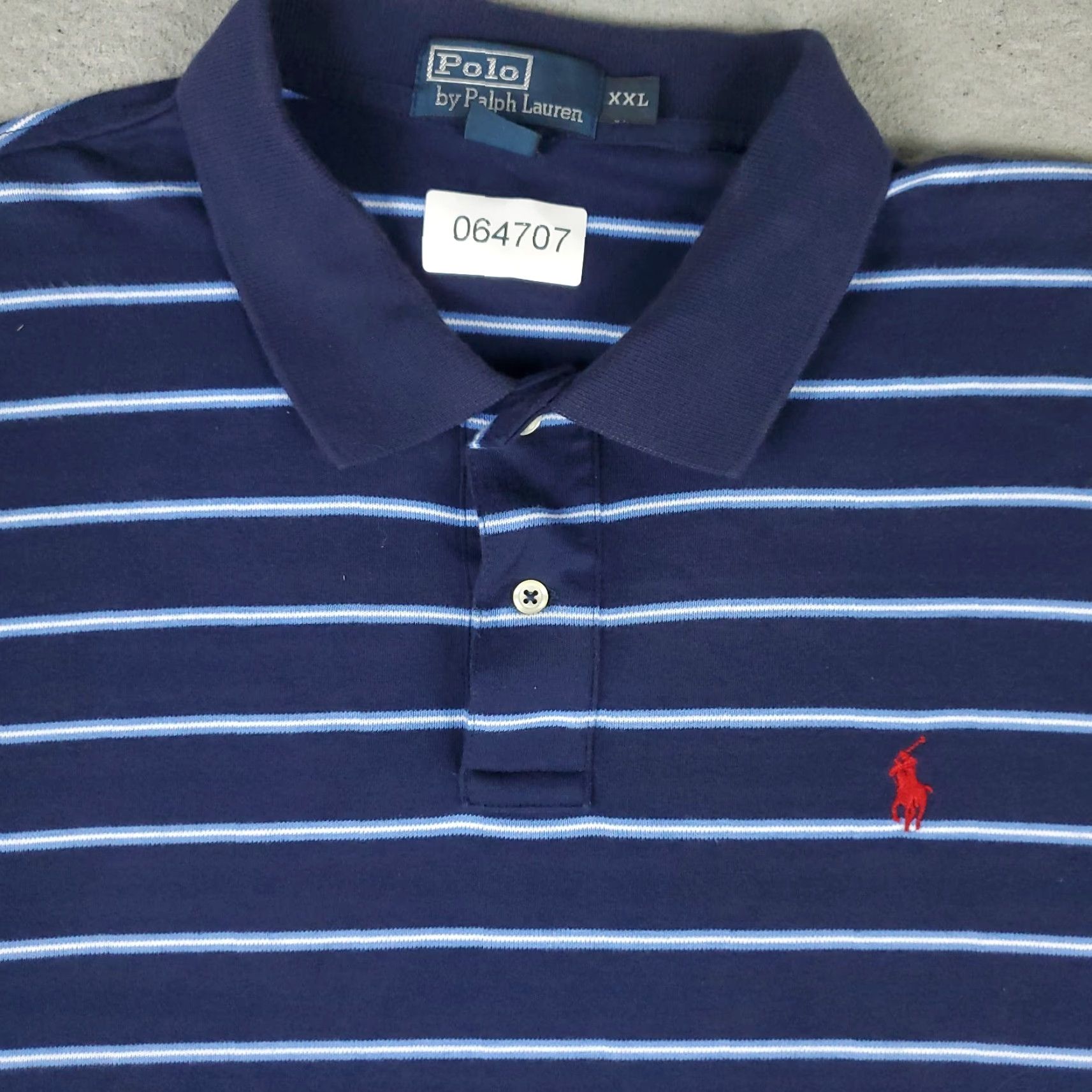 Ralph Lauren VINTAGE? No — Actually: "Ralph Lauren Polo Shirt Mens 2XL Blue Striped Pony Short Sleeve Casual" Size US XXL / EU 58 / 5 - 2 Thumbnail