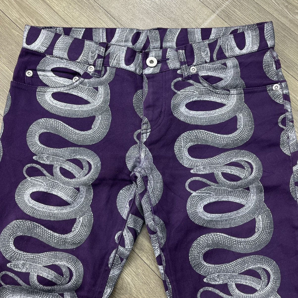 Hysteric Glamour Rare💜 1999s Hysteric Glamour Snake Printed Flared Jeans Y2K Size US 28 / EU 44 - 6 Thumbnail