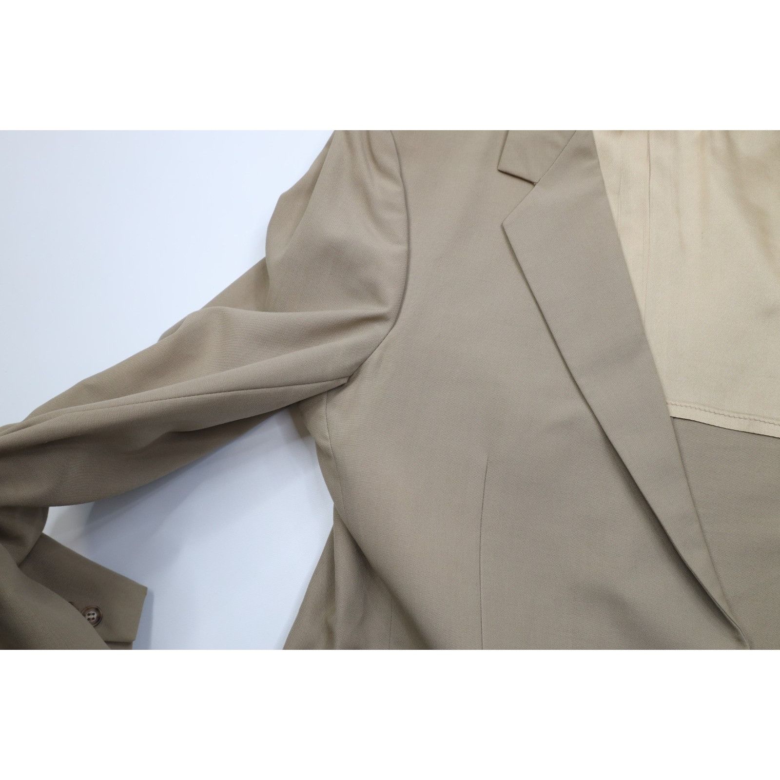 Vintage Vintage 70s Streetwear 2 Piece Wool Suit Wedding Beige Size 42L - 7 Thumbnail