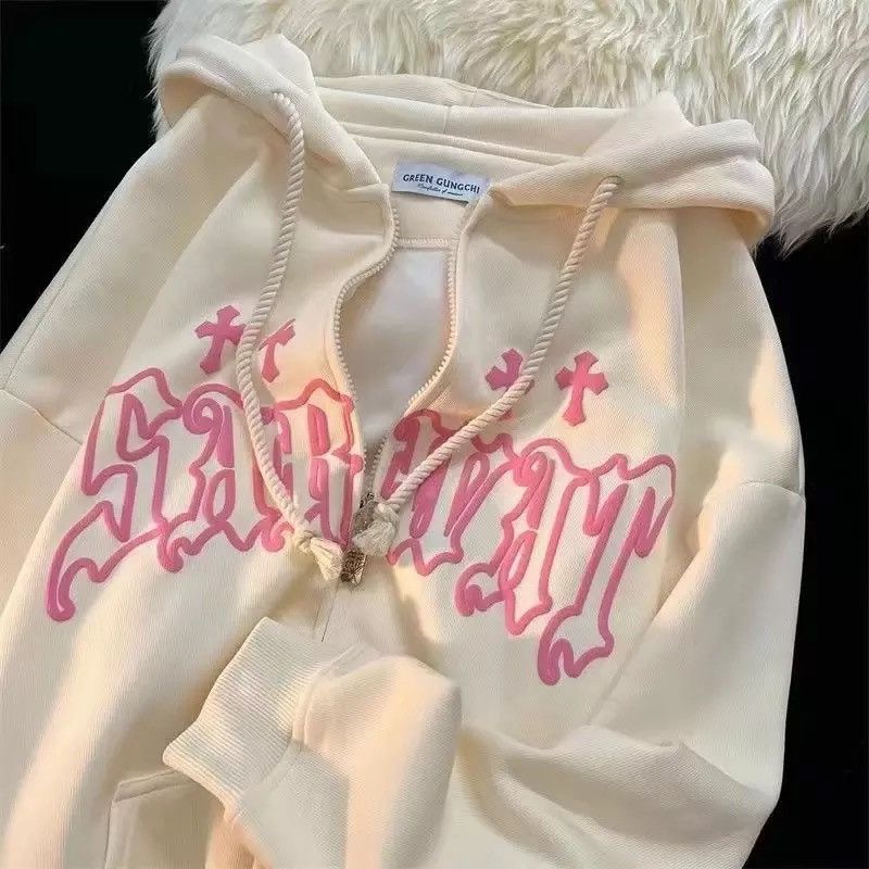 Designer × Japanese Brand Harajuku Retro Hip Hop Hoodie Zipper Y2K Sweatshirt Size US L / EU 52-54 / 3 - 2 Thumbnail