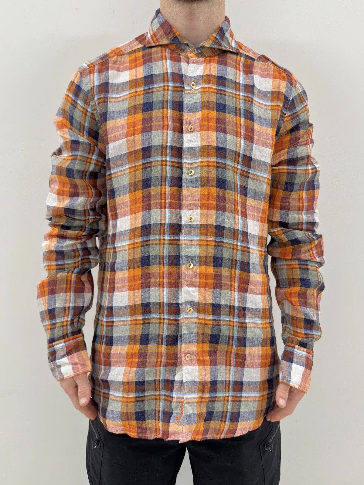 Strenstroms Stenströms Stenstroms Linen Plaid Checked Shirt Mens Buttons Size US L / EU 52-54 / 3 - 1 Thumbnail
