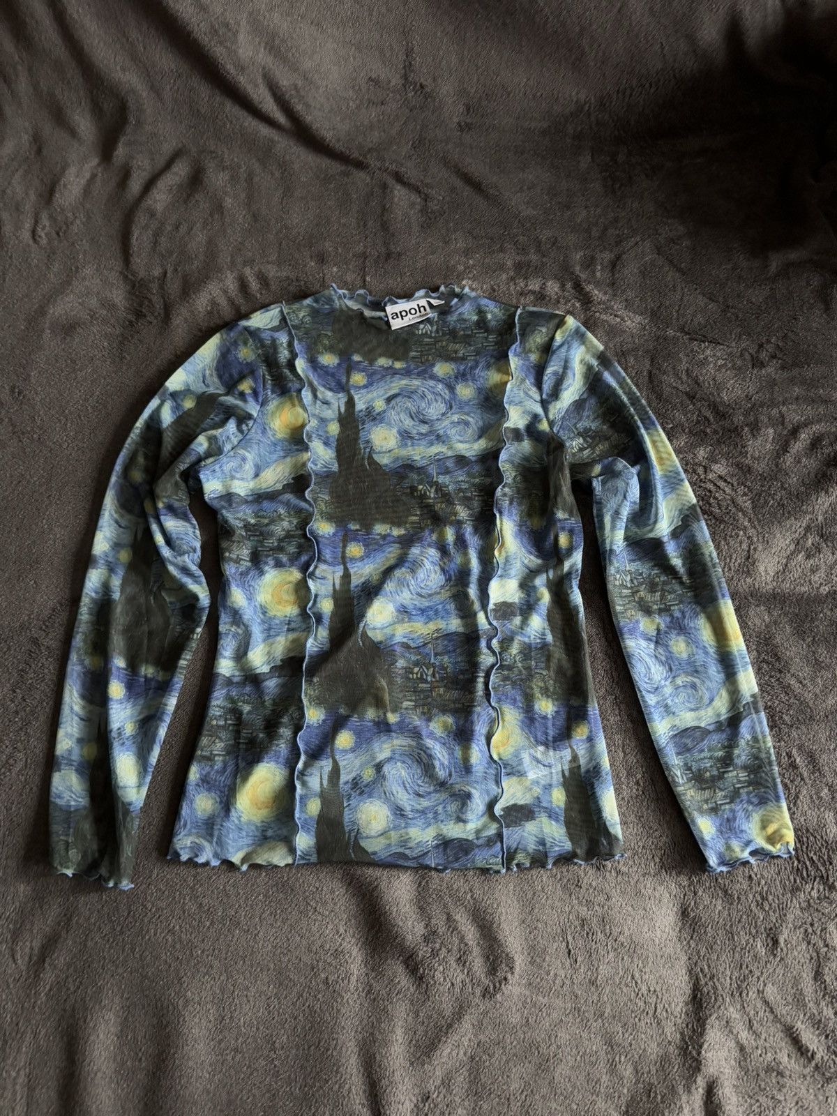 Affliction × Vintage Apoh London Mesh print Van Gogh starry night Japanese brand Size S / US 4 / IT 40 - 1 Thumbnail