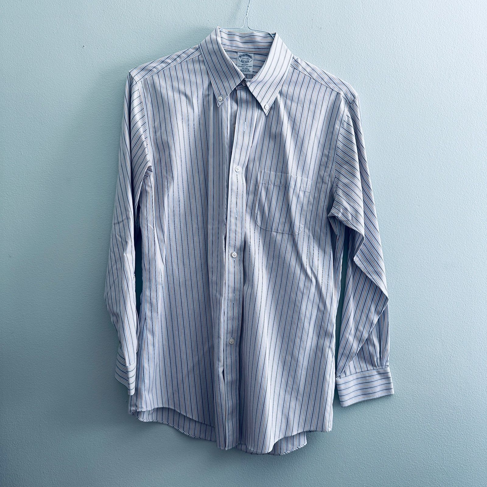 Brooks Brothers Brooks Brothers brown and blue stripe regent fit button down Size US M / EU 48-50 / 2 - 2 Thumbnail