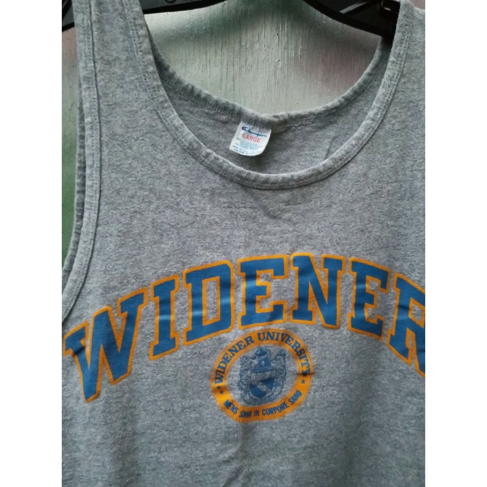Champion vtg 80s usa CHAMPION widener university Tank top L Gray Mens Parade USA Theme Chest 18 Length 25.5 90s Decade Vintage Reversible Weave Shirt Size US L / EU 52-54 / 3 - 2 Thumbnail