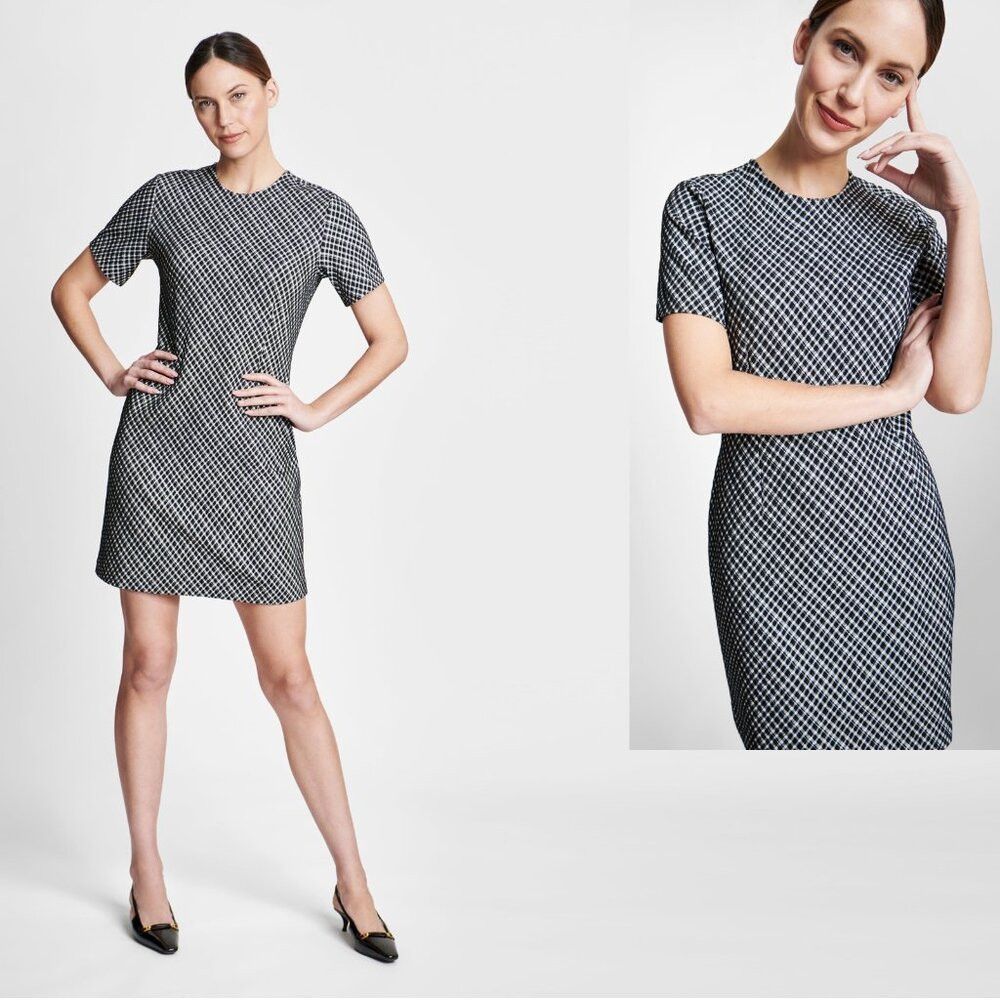 Spanx NWT New SPANX Ponte Stretch Jacquard Black Plaid Mini Dress Size L / US 10 / IT 46 - 1 Thumbnail