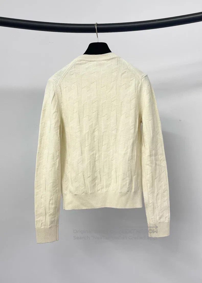 Hermes Hermes White H Pattern Knit Sweater with Twisted Texture Size XS / US 0-2 / IT 36-38 - 2 Thumbnail