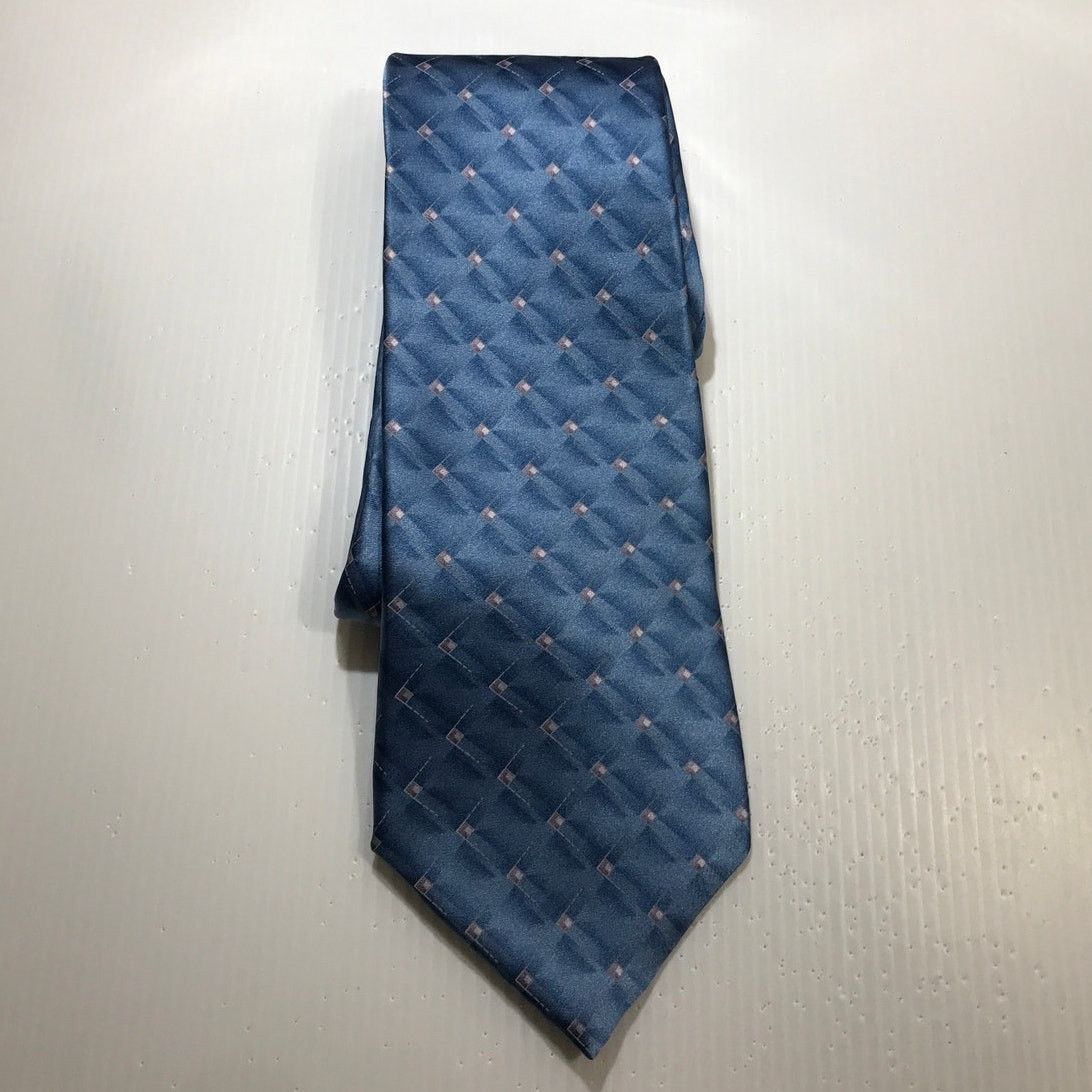 Stafford Stafford Silk Blue Geometric Pattern Wide Short Necktie 59” Size ONE SIZE - 1 Thumbnail