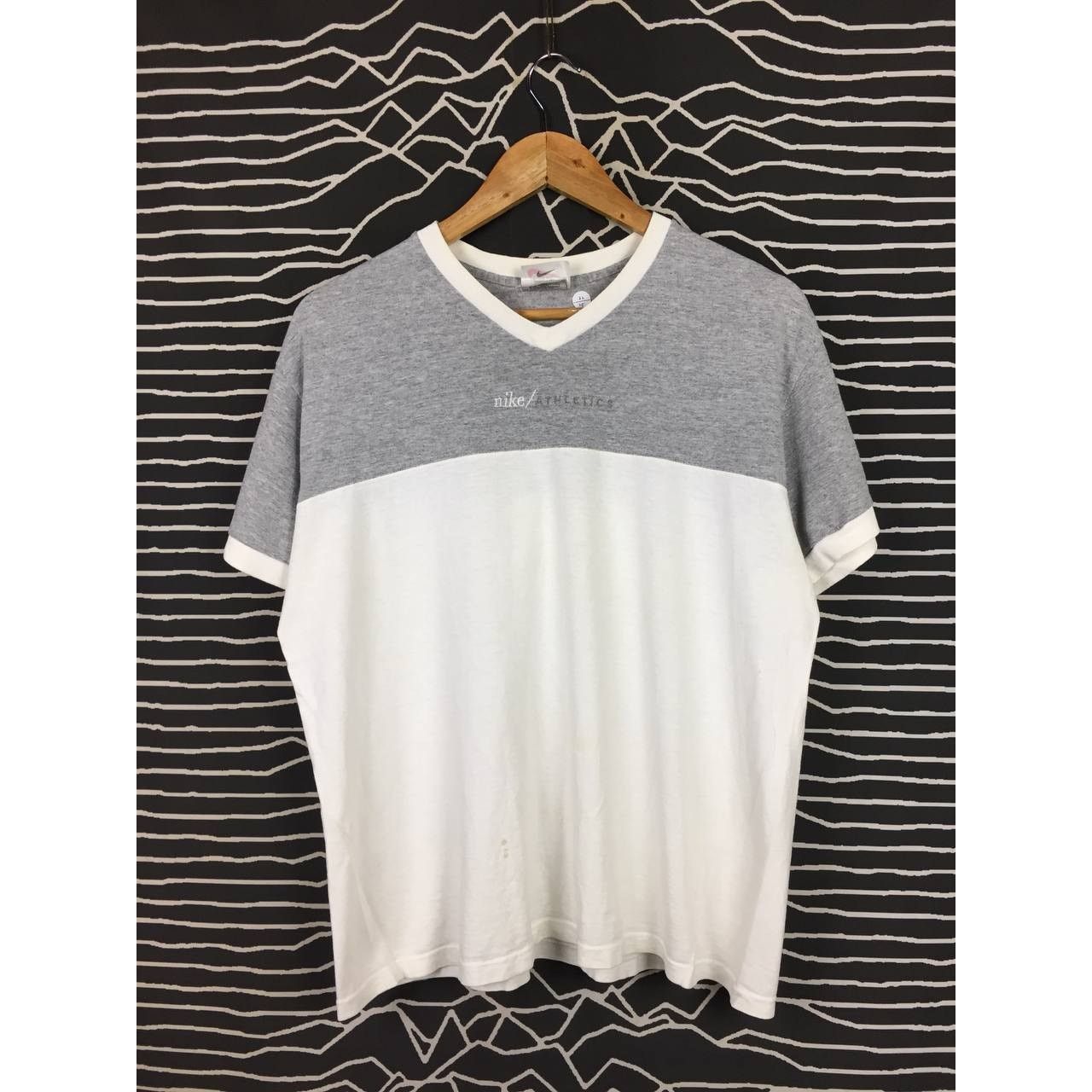 Nike × Vintage Vtg 90s Nike Athletics Swoosh Logo Made In Usa Tee Size US L / EU 52-54 / 3 - 1 Thumbnail