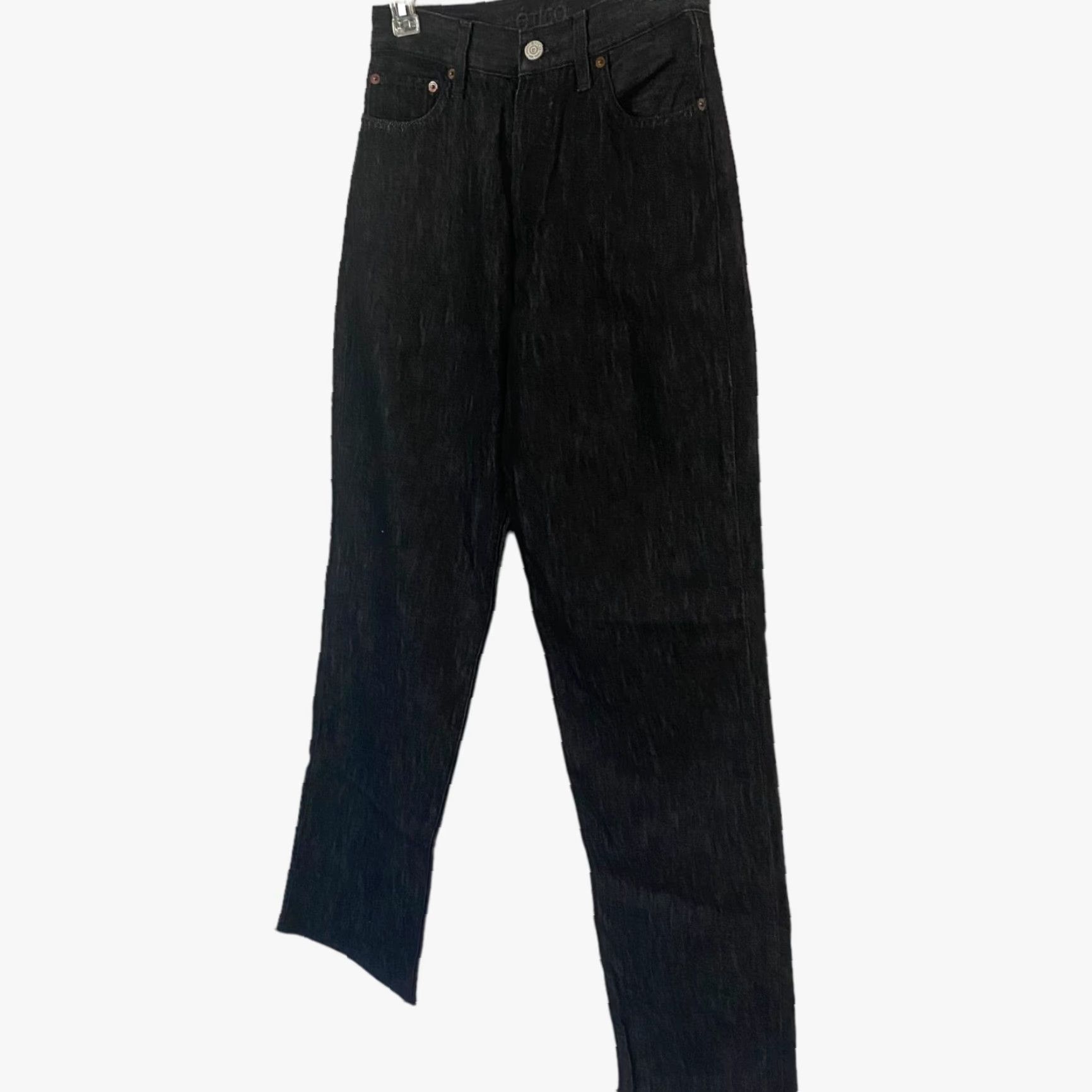 Vintage Ética Tyler Straight Leg Jeans Black Wash Denim High-Rise 26 Women/Womens 5-Pocket Style Button Fly Raw Hem denim Trending Sustainable New Size 26" / US 2 / IT 38 - 2 Thumbnail