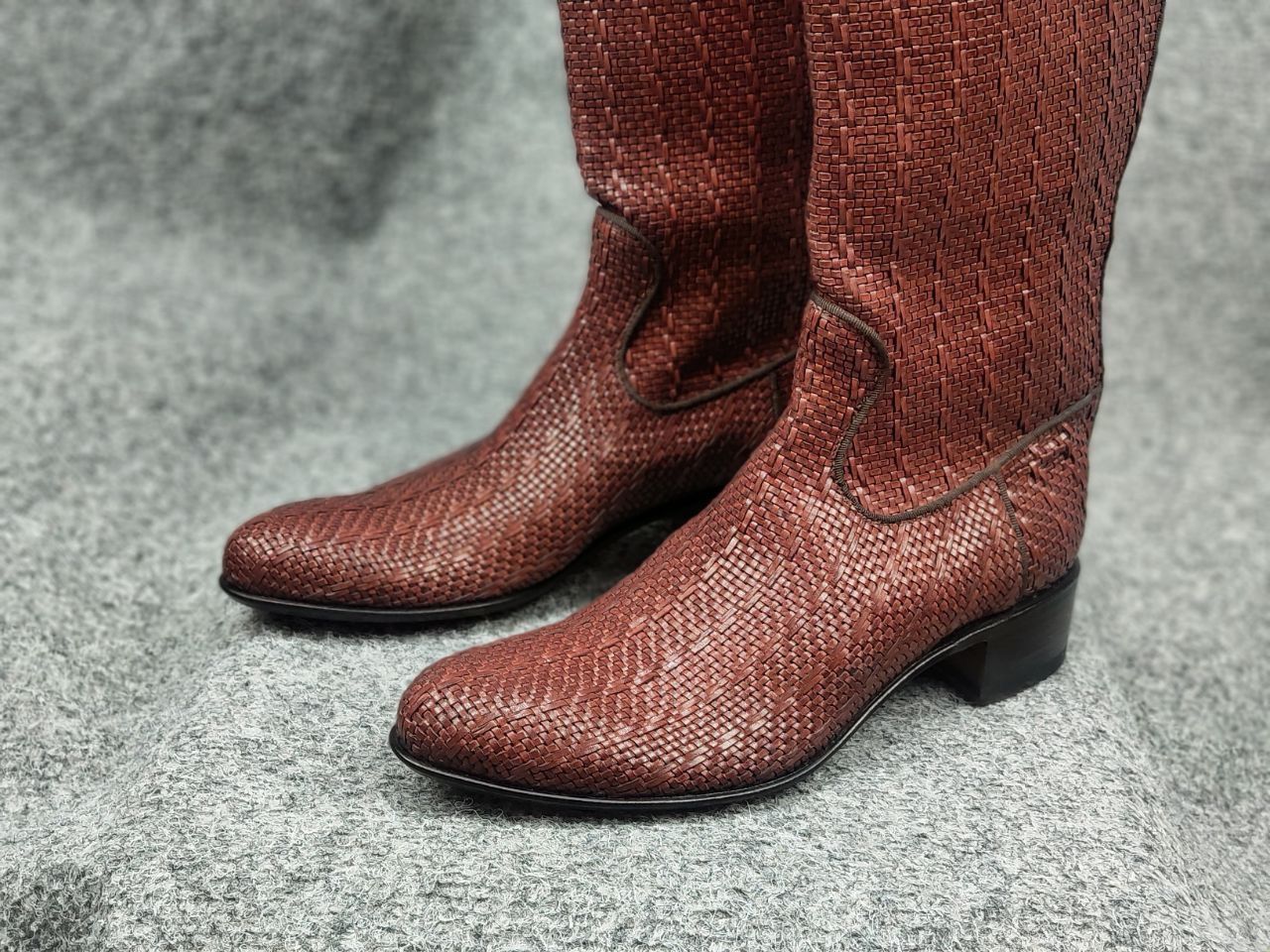 RoccoP Rocco P. Braided leather High Round Toe Riding Tall Boots Size US 6.5 / IT 36.5 - 10 Thumbnail