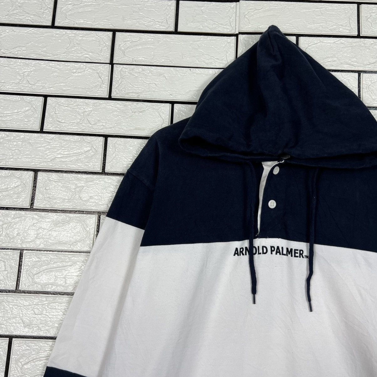 Japanese Brand ARNOLD PALMER Big Logo HalfButton Pullover Hoodie #4257-C194 Size US L / EU 52-54 / 3 - 3 Thumbnail