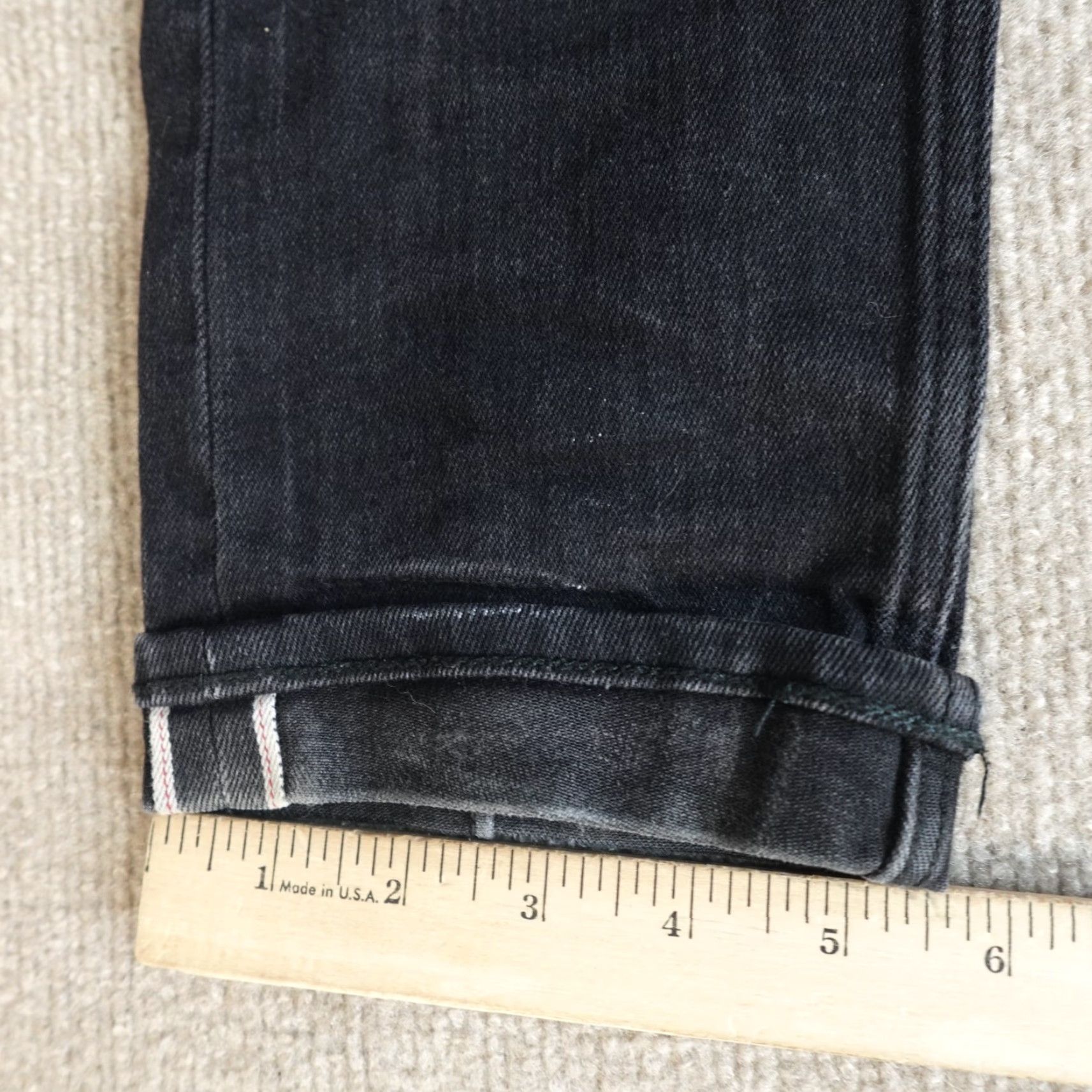 Vintage NEUW Jeans 29 x 31 Black Iggy Skinny Selvedge Denim Red Line Mens Regular 5-Pocket Button Fly Clothing Size US 29 - 6 Thumbnail