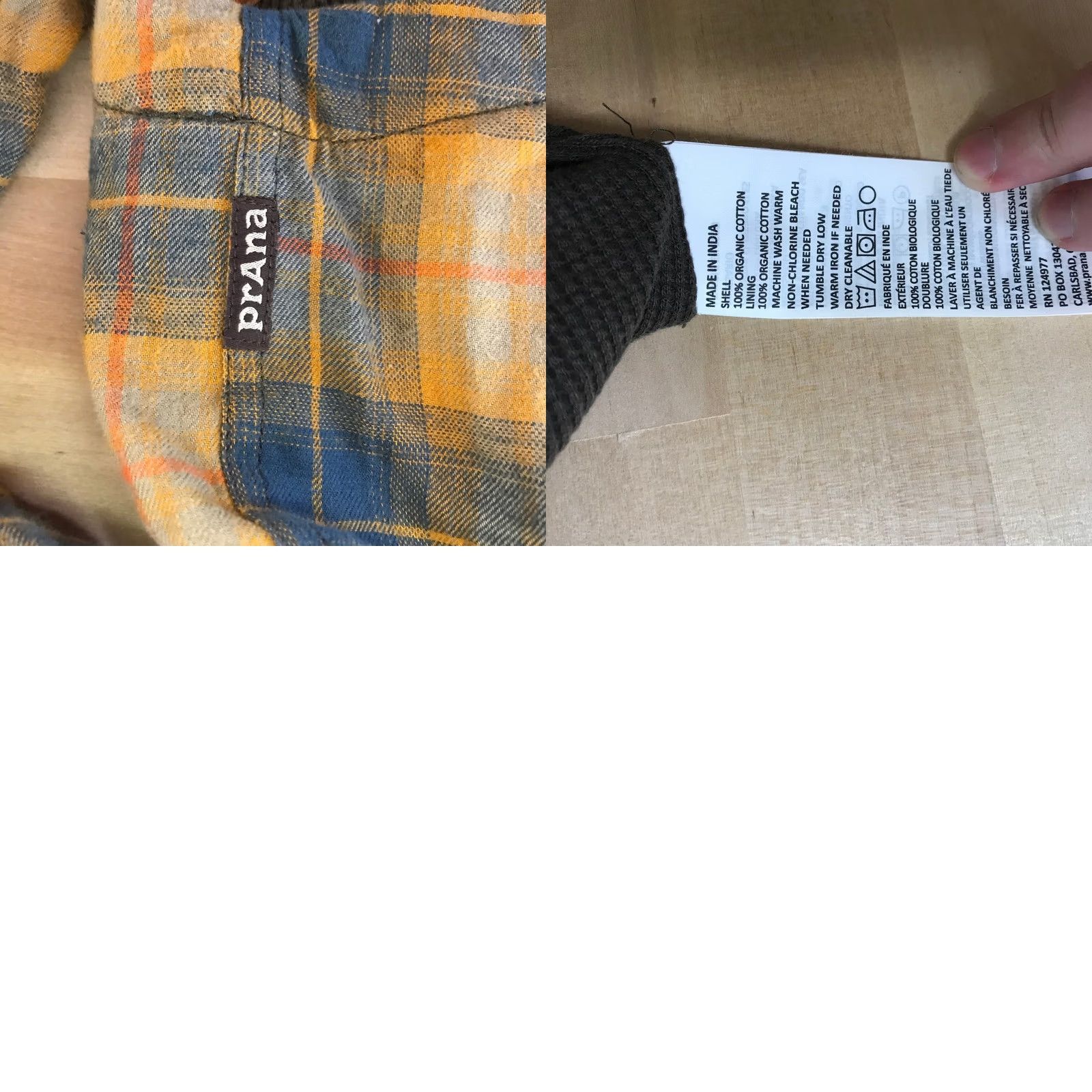 Prana prAna Shirt Mens S Yellow Plaid Flannel Lined Long Sleeve Button Blue Size US S / EU 44-46 / 1 - 8 Thumbnail