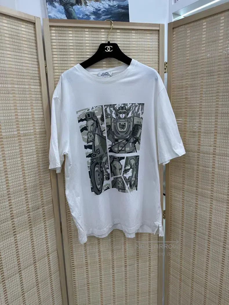 Hermes Hermes White giant carriage pattern crew-neck short-sleeve Size US XL / EU 56 / 4 - 1 Thumbnail