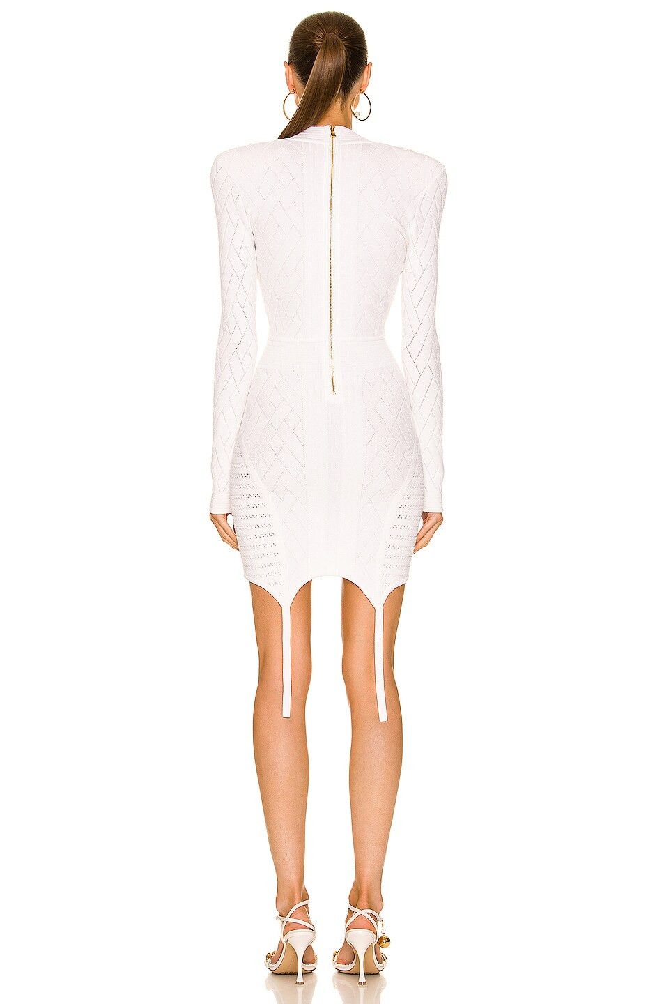 Balmain o1y0525 Laces Mini Dress in Off-White Size S / US 4 / IT 40 - 3 Thumbnail