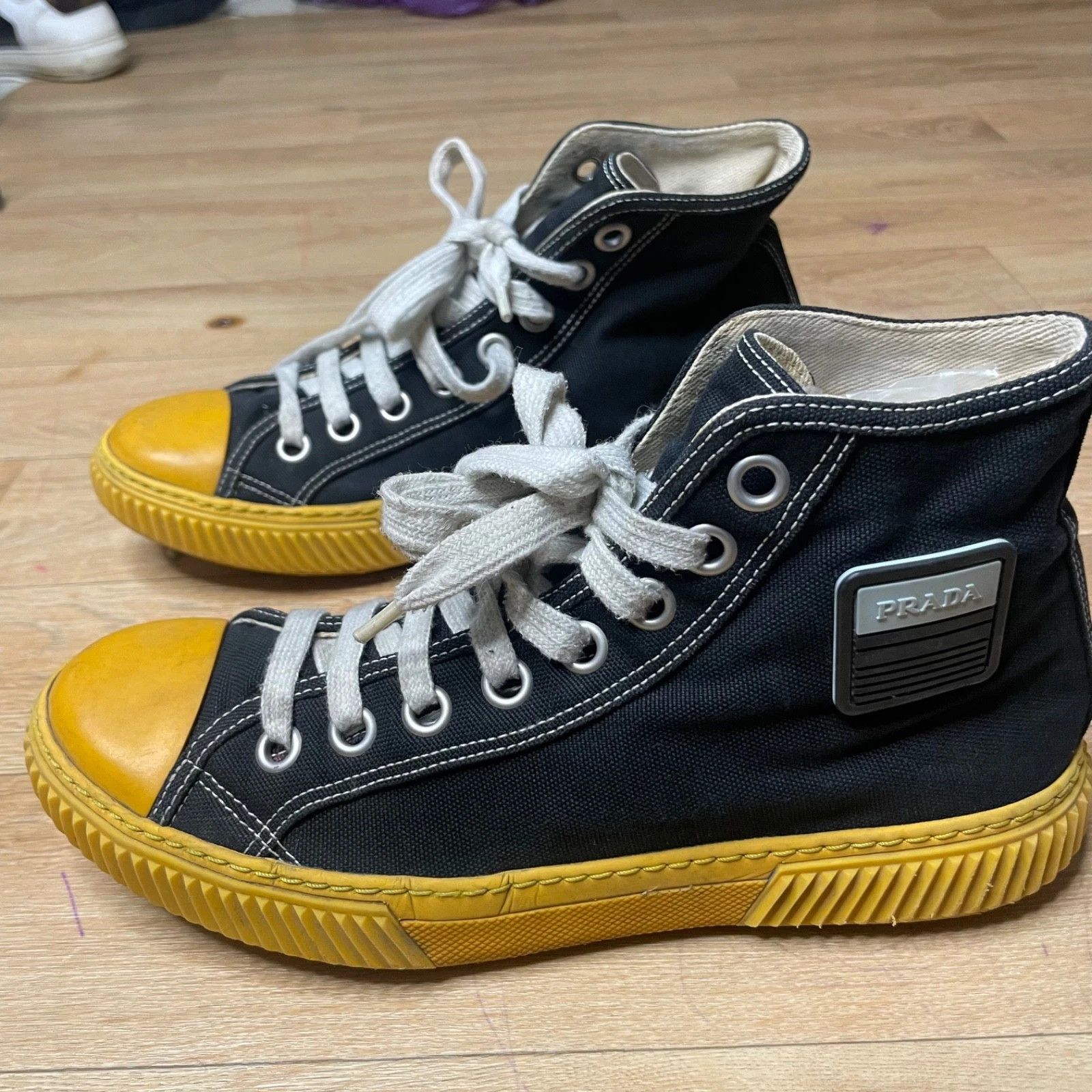 Prada vintage Prada Stratus High top Sneakers canvas SHOES BLACK Size US 6 / IT 36 - 6 Thumbnail