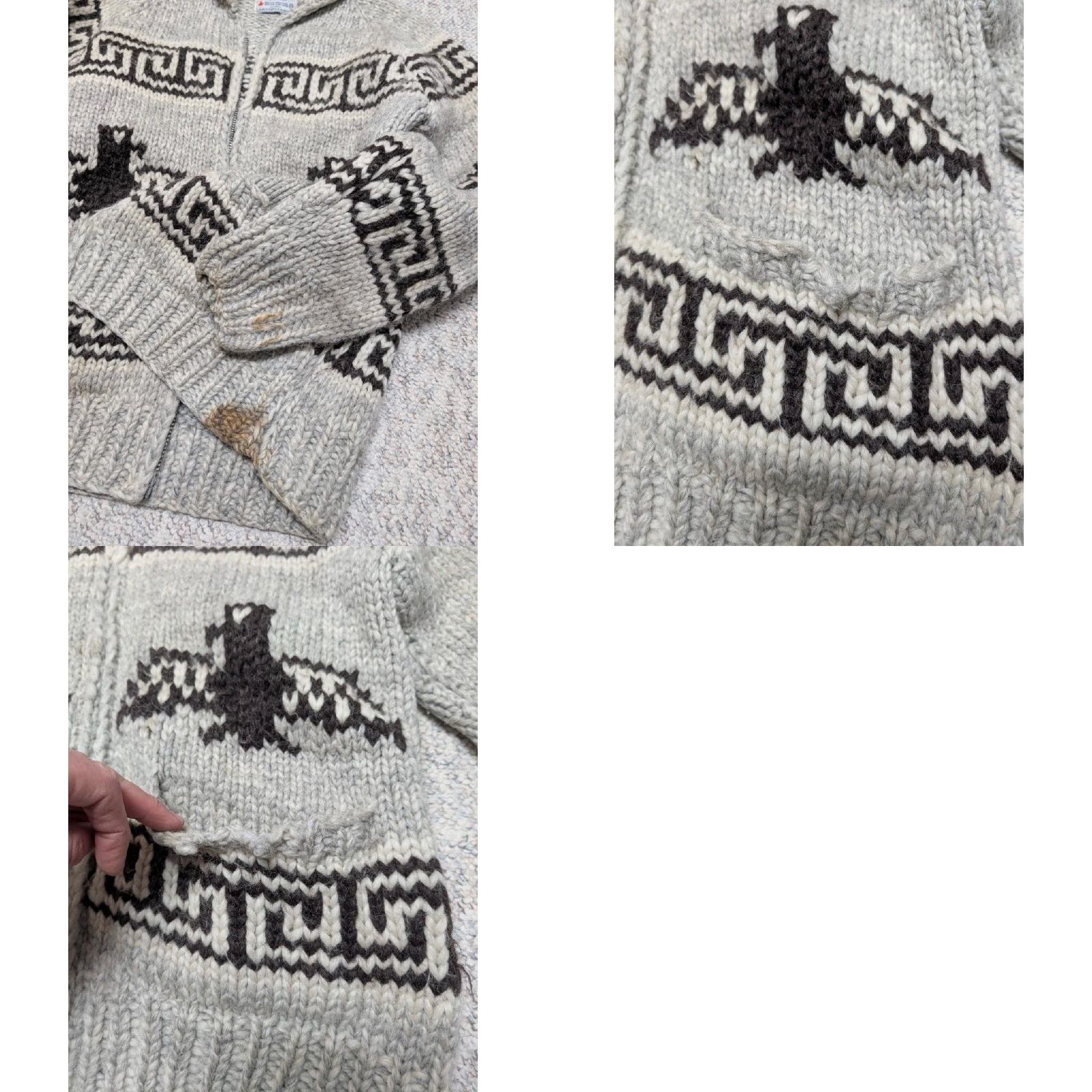 Vintage VINTAGE Kanata Cardigan Sweater S Mens Gray/Brown Wool Kangaroo Full Zip Stay warm 90s Eagle Thunderbird? Size US S / EU 44-46 / 1 - 8 Thumbnail