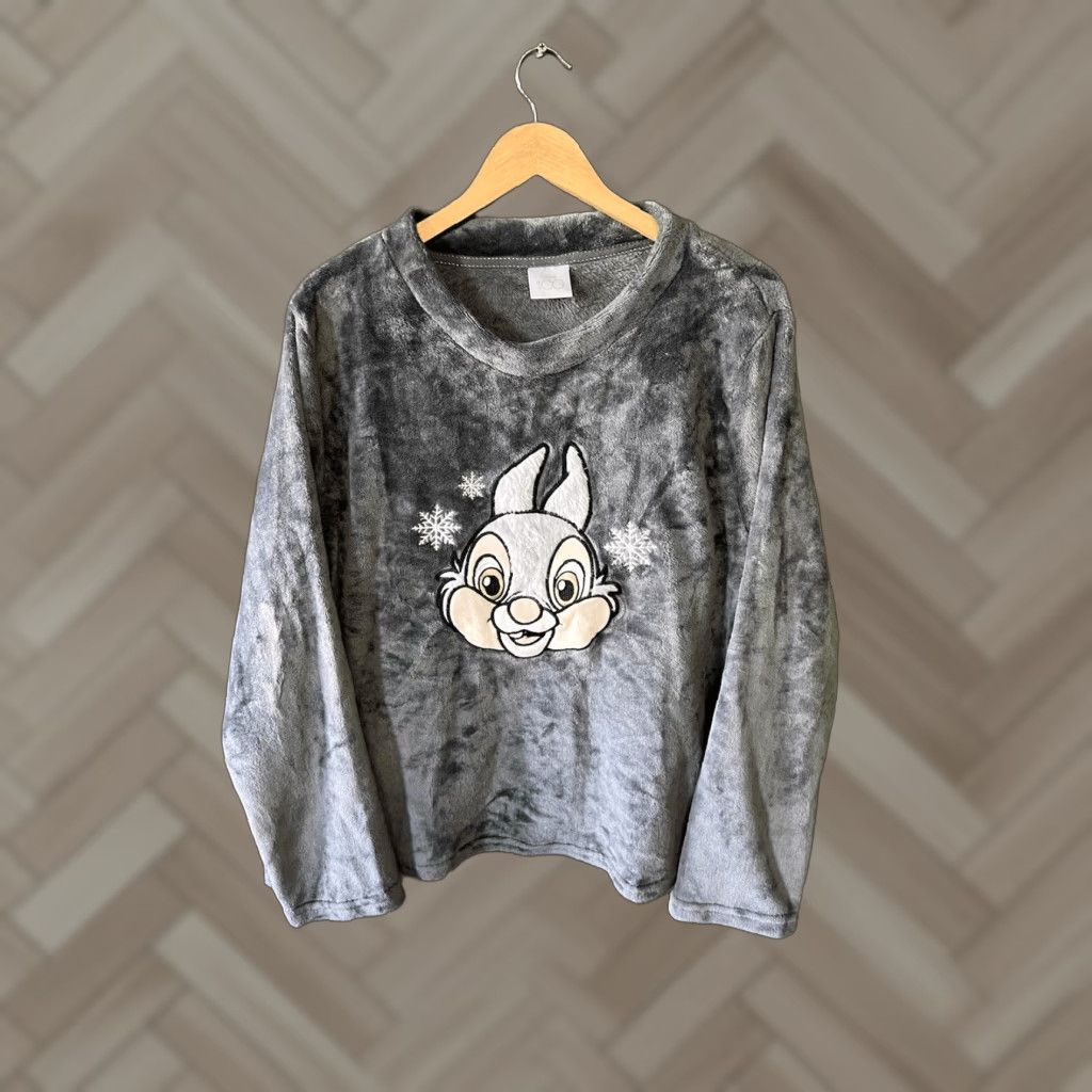 Disney Disney Sweater Pullover Long Sleeve Fleece Gray Bambi Thumper Womens 2X Sz 2X Size XXL / US 16-18 / IT 52-54 - 1 Thumbnail