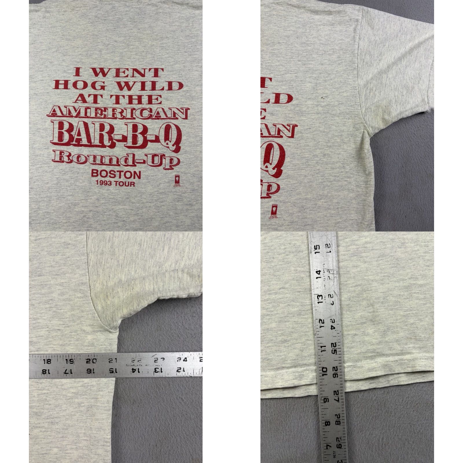 Vintage VINTAGE American Pit Master BBQ Shirt Size L Men Gray Boston Tour 1993 USA T-Shirt Graphic Print Short Sleeve Round Neck Cotton Size US L / EU 52-54 / 3 - 8 Thumbnail