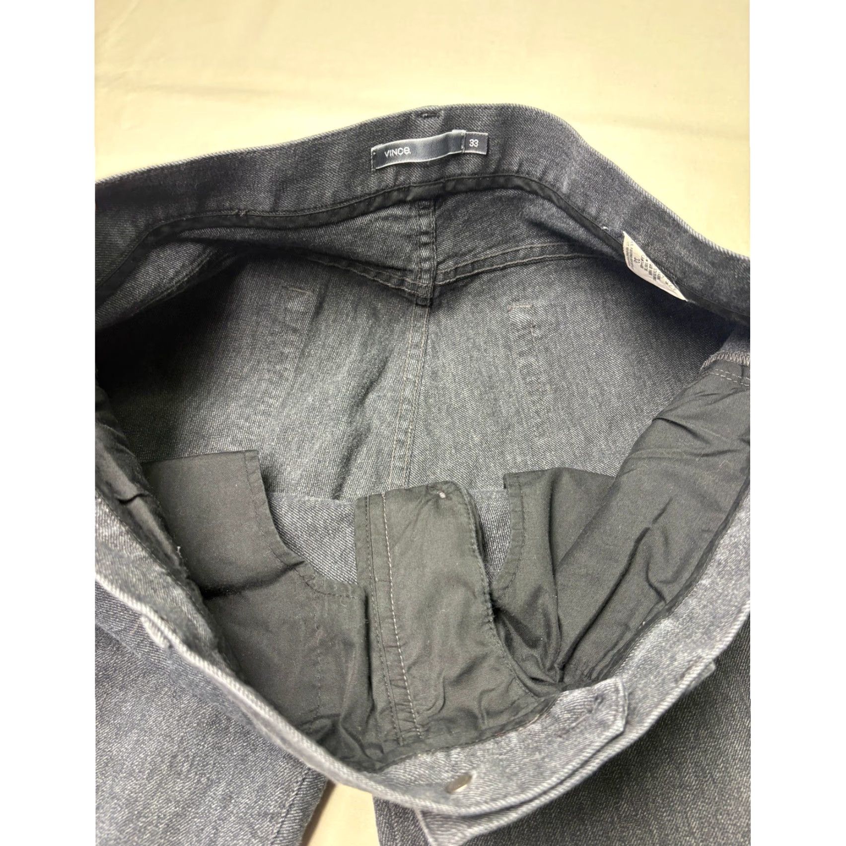 Vince Vince Pants Mens Dark Indigo Straight Leg 33x27 Cotton Blend Denim 5-Pocket Made in USA Size US 36 / EU 52 - 4 Thumbnail