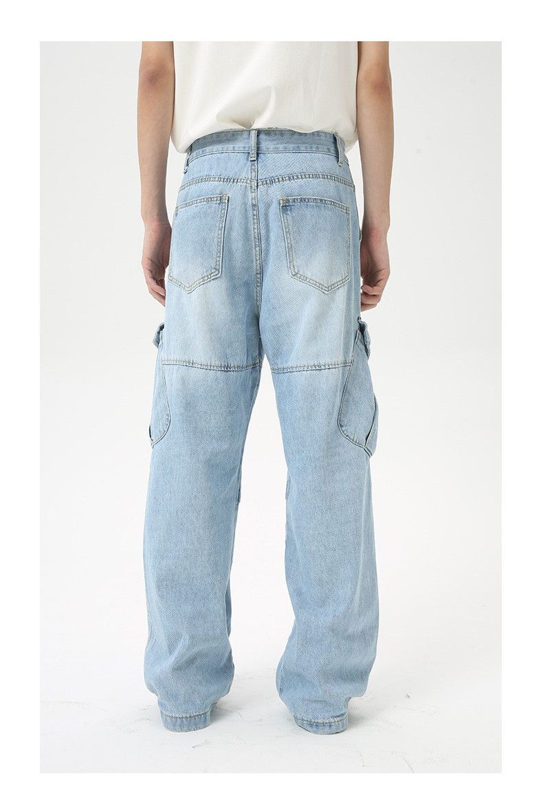 Japanese Brand × Vintage Street Retro Raw Edge Embroidery Baggy Jeans Size US 33 - 3 Thumbnail
