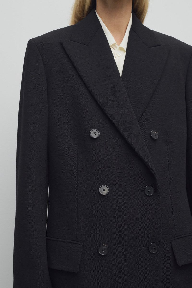 Saint Laurent Paris o1bcso1str1225 Manteau Double Double Ouvrable in Black Size M / US 6-8 / IT 42-44 - 6 Thumbnail