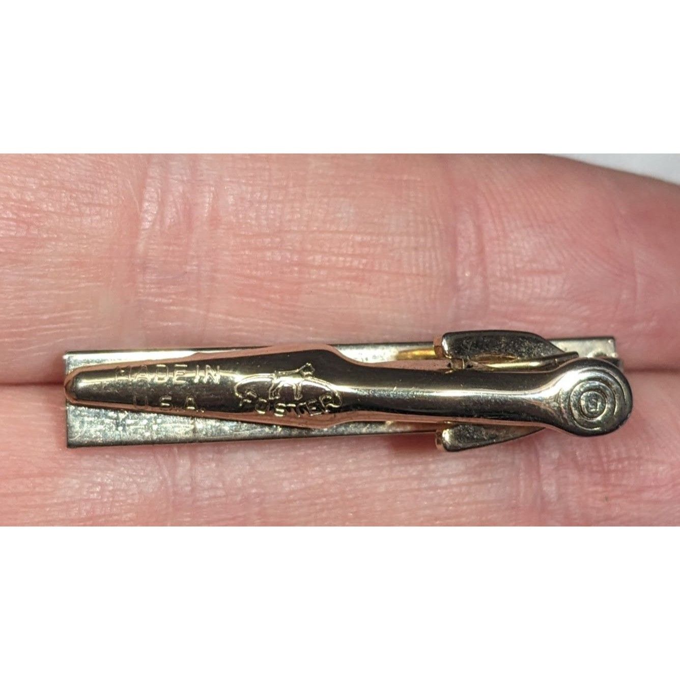 Other Vintage Foster Gold Tone Tie Clip With Grey Faceted Stone Size ONE SIZE - 5 Thumbnail