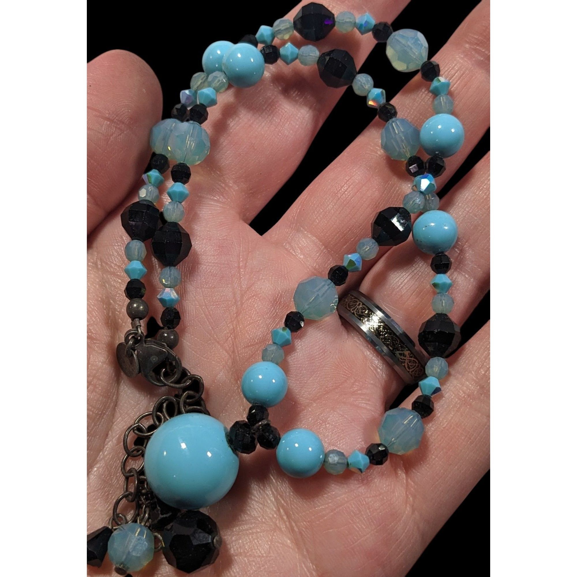 Other Whimsical Blue And Black Glass Beaded Y Necklace Size ONE SIZE - 4 Thumbnail