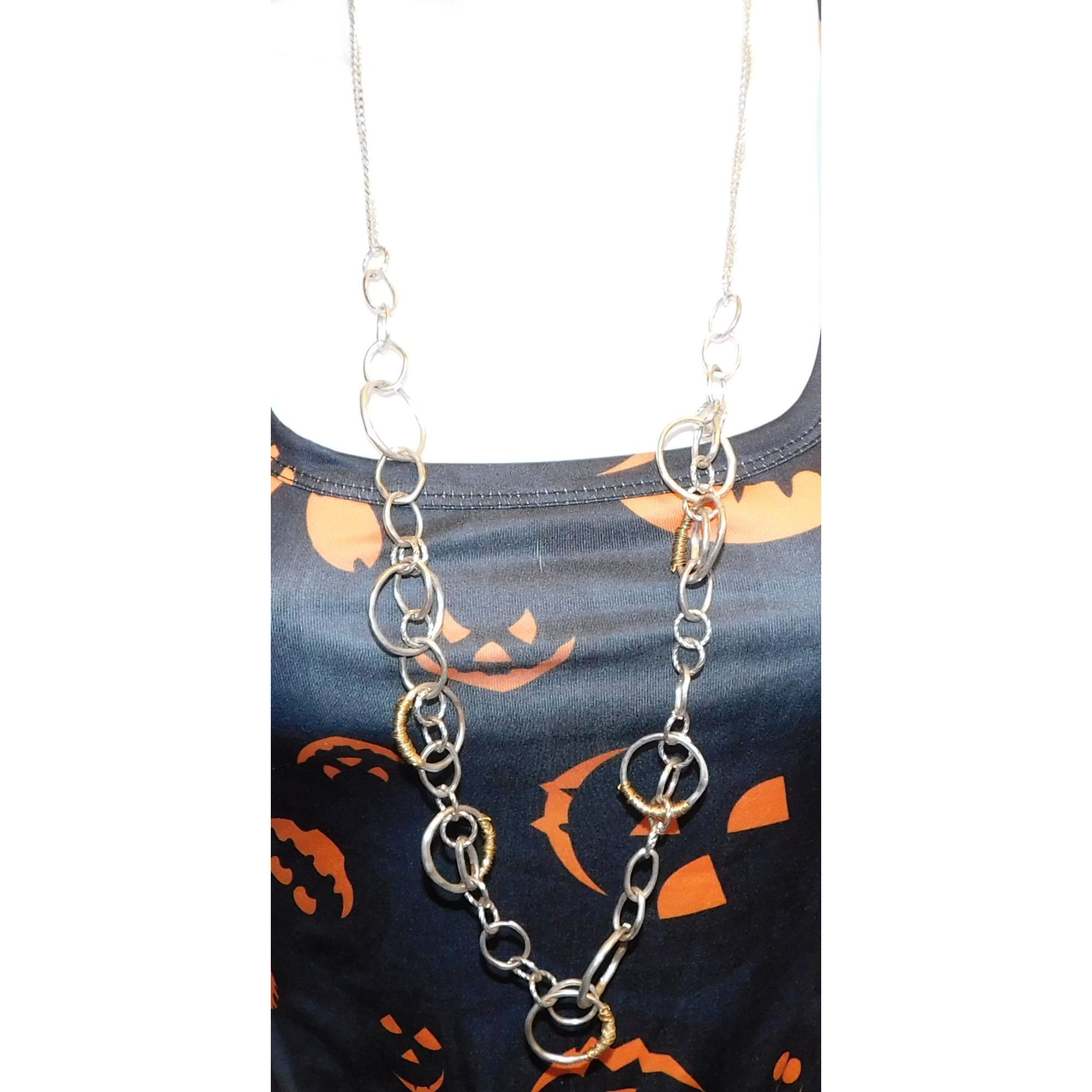 Other Wrapped Circle Geometric Silver And Gold Tone Link Necklace Size ONE SIZE - 6 Thumbnail