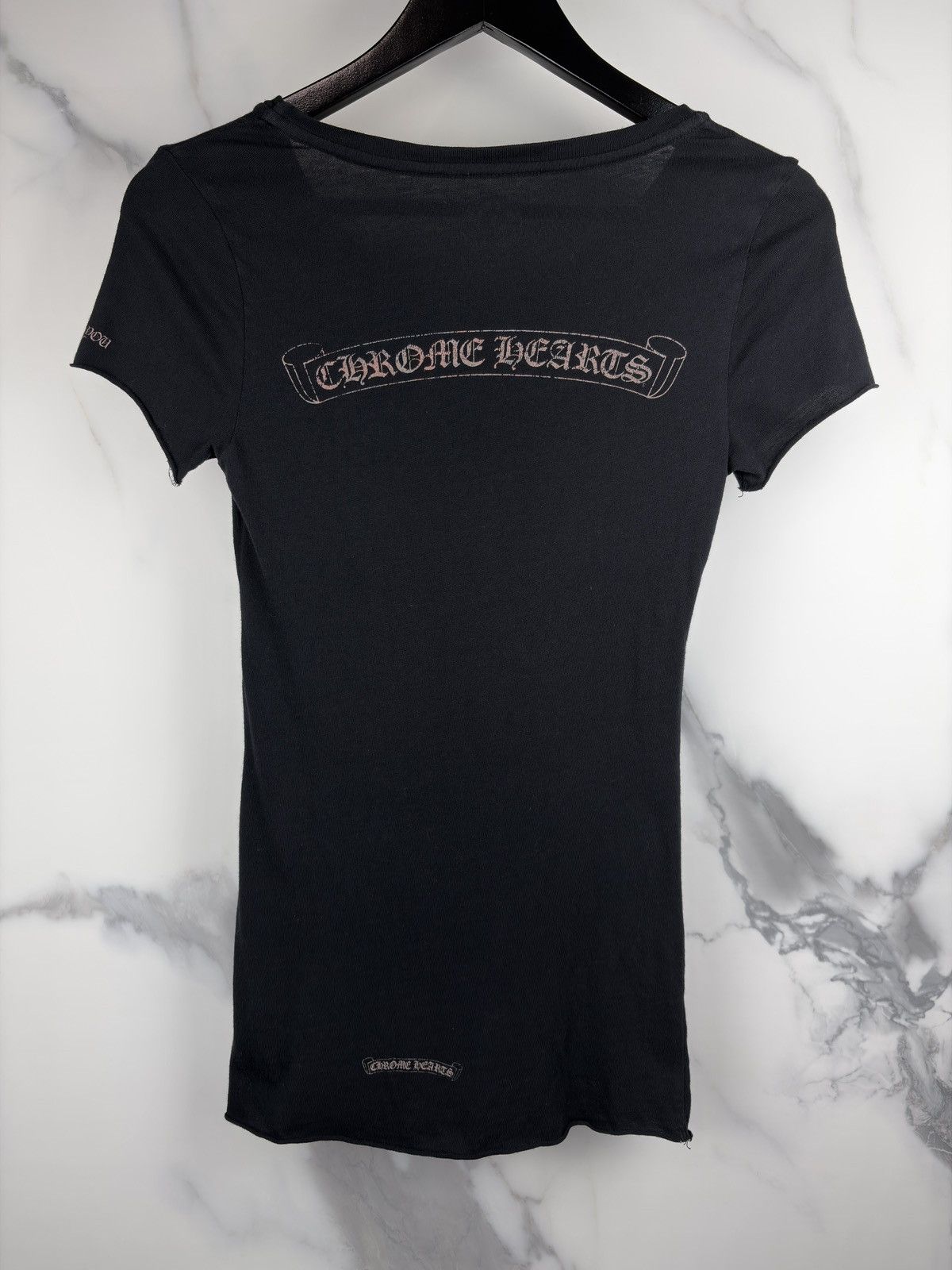 Chrome Hearts Chrome Hearts Distressed Logo Raw Hem Tshirt Size S / US 4 / IT 40 - 1 Thumbnail