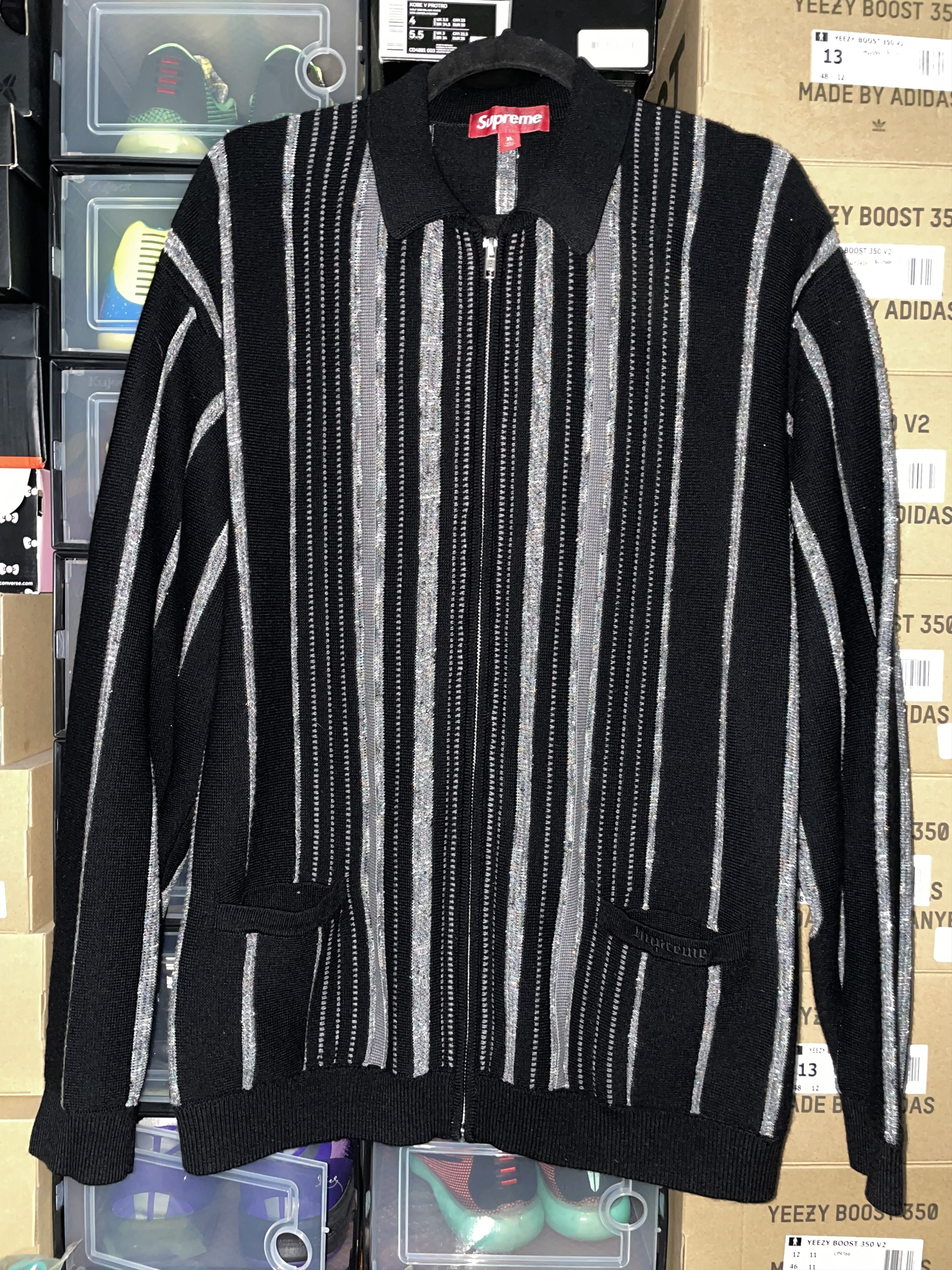 Supreme Supreme Floral Stripe Cardigan - Black | Grailed