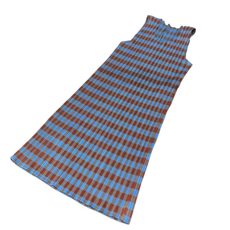 Issey Miyake Issey Miyake size:3 Blue checkered dress Size S / US 4 / IT 40 - 1 Thumbnail