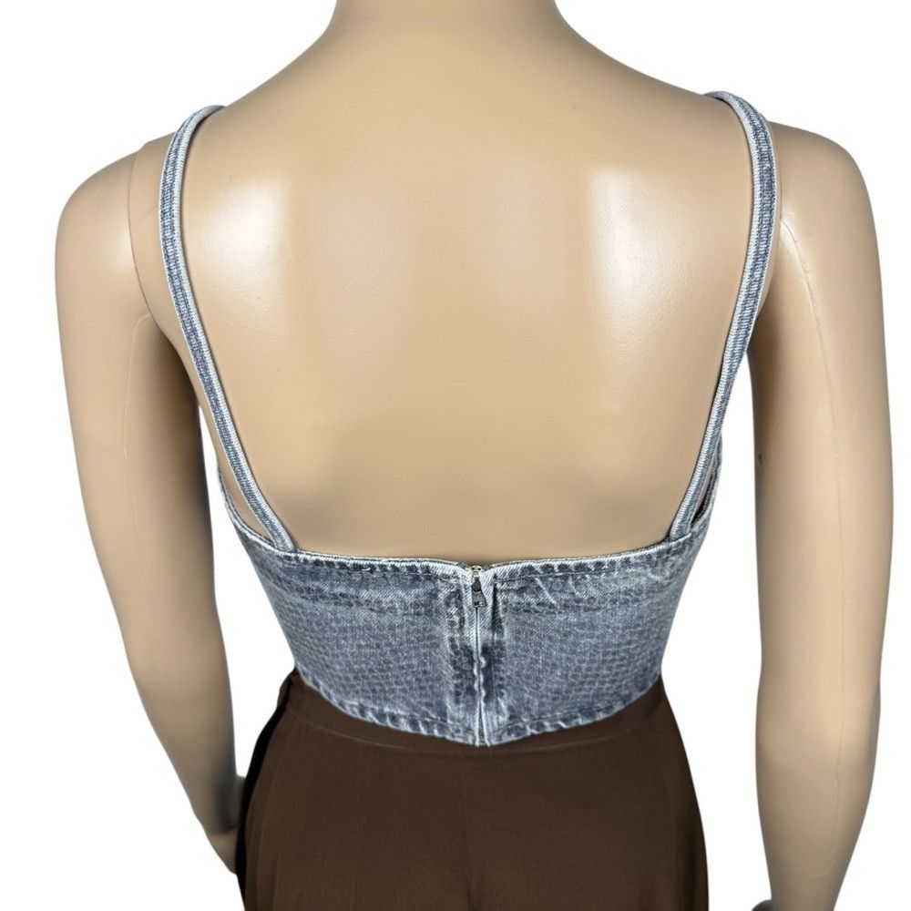 Zara New ZARA TRF Sequin Foil Denim Crop Grey Top Size L Size L / US 10 / IT 46 - 4 Thumbnail