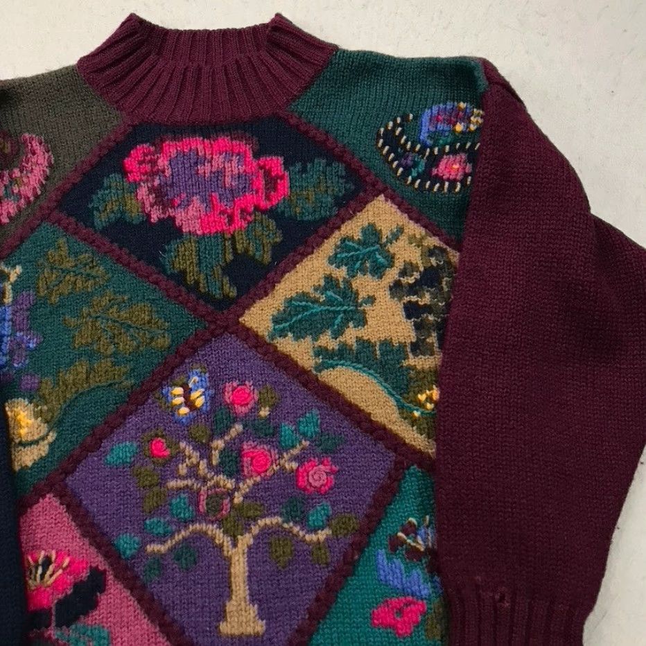 Eddie Bauer VINTAGE Eddie Bauer Sweater Womens Small Wool Floral Grandma Loud Knit 90s Size S / US 4 / IT 40 - 3 Thumbnail