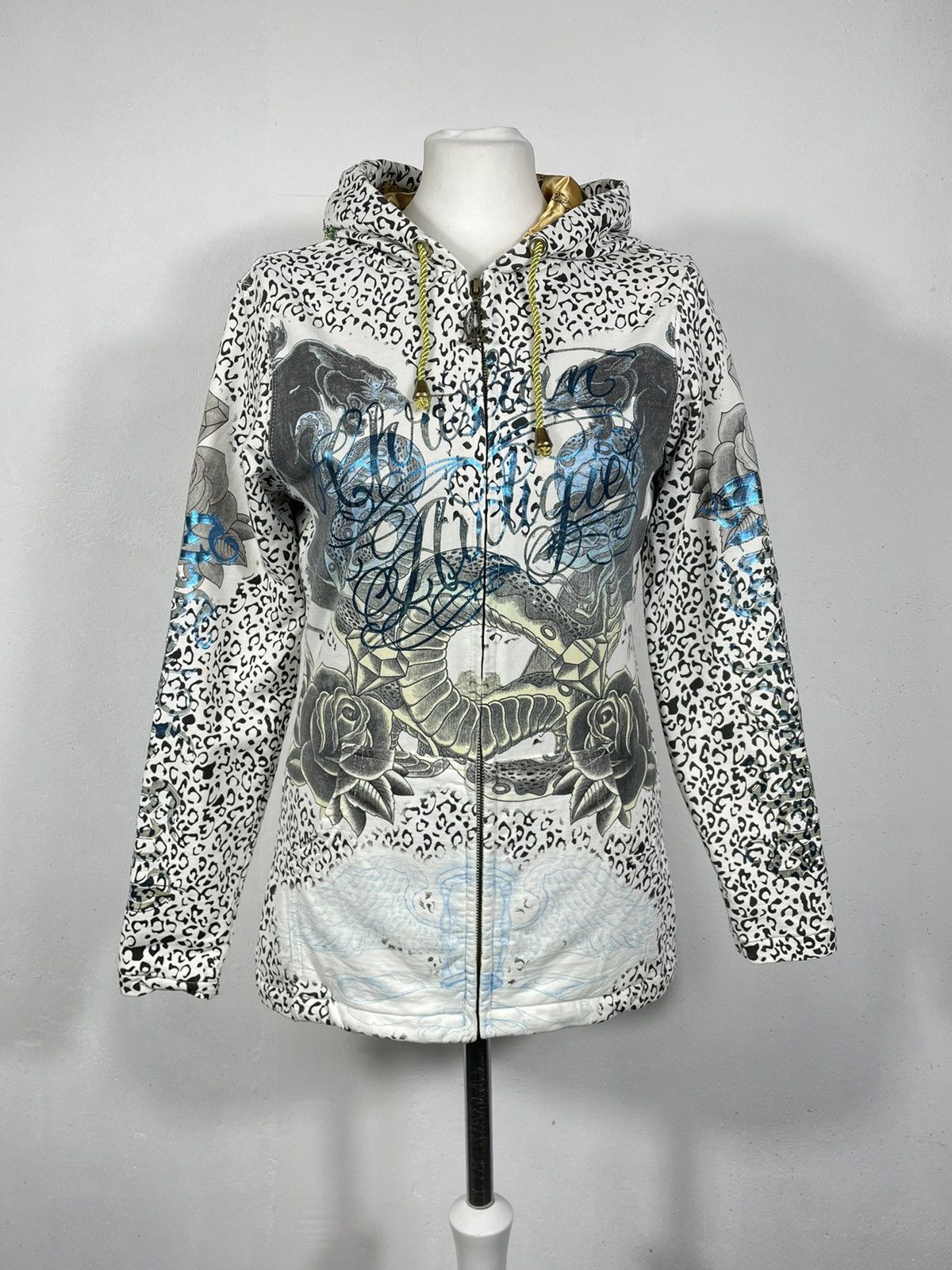 Christian Audigier × Ed Hardy × Vintage Christian Audigier Ed Hardy Retro 00s Hoodie With Crystals Size M / US 6-8 / IT 42-44 - 1 Thumbnail