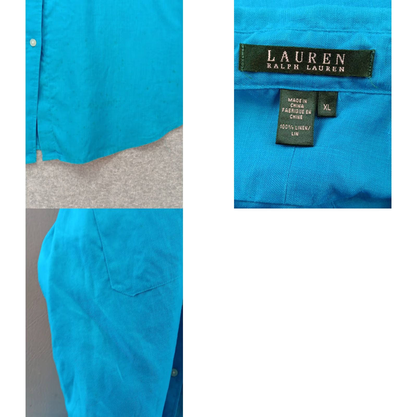 Ralph Lauren Lauren Ralph Lauren Shirt Women's XL Teal 100% Linen Long Sleeve Button Up Size XL / US 12-14 / IT 48-50 - 8 Thumbnail
