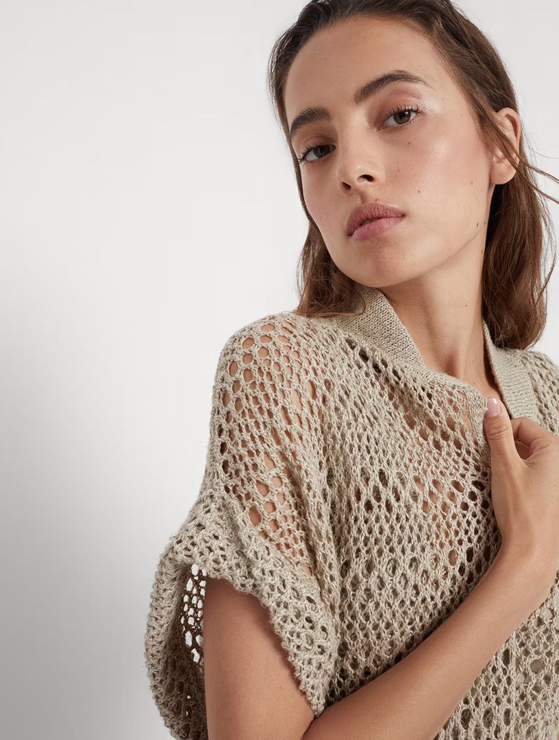 Brunello Cucinelli o1la1rc1a0425 Cardigan in Beige Size XL / US 12-14 / IT 48-50 - 6 Thumbnail
