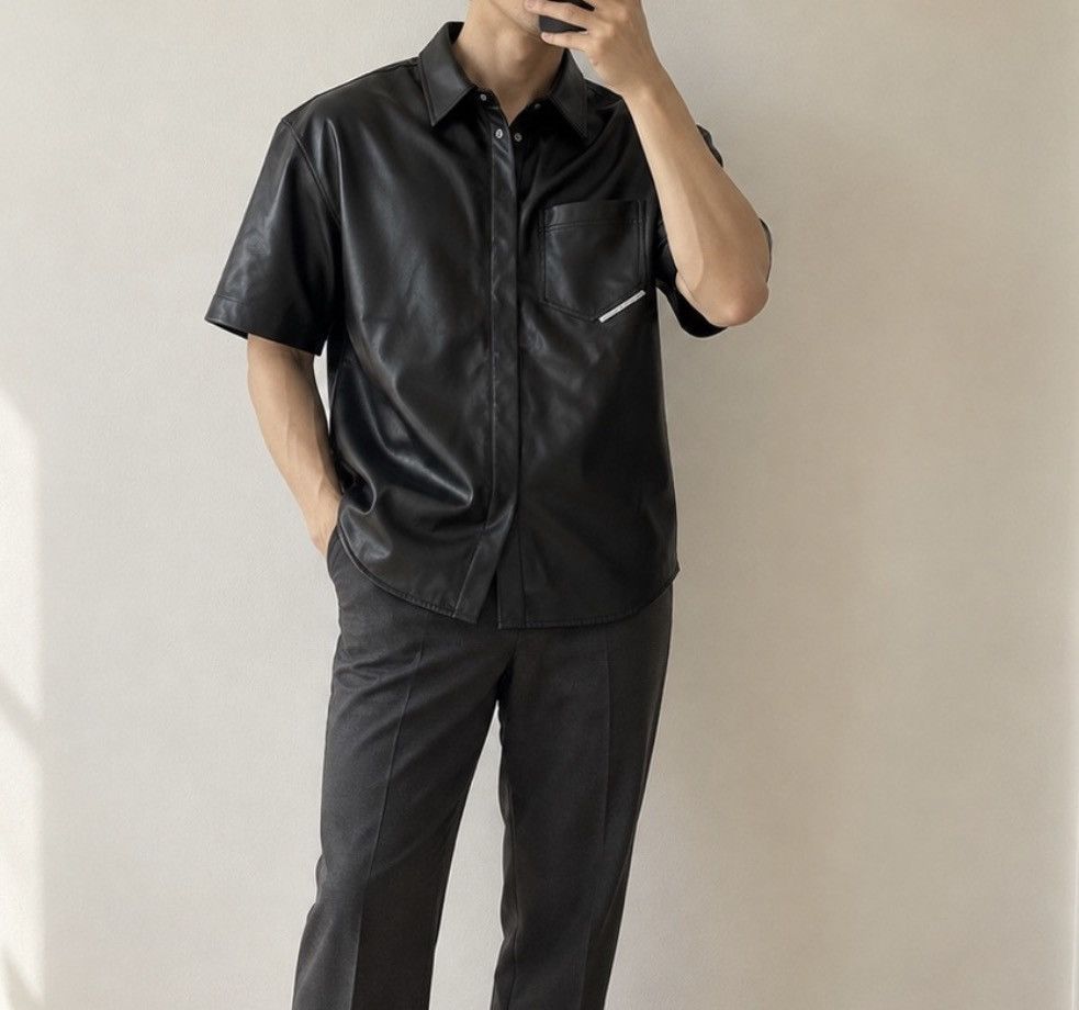 Alexandre Plokhov Aleksandre Akhalkatsishvili Black Vegan Leather Shirt Size US M / EU 48-50 / 2 - 5 Thumbnail