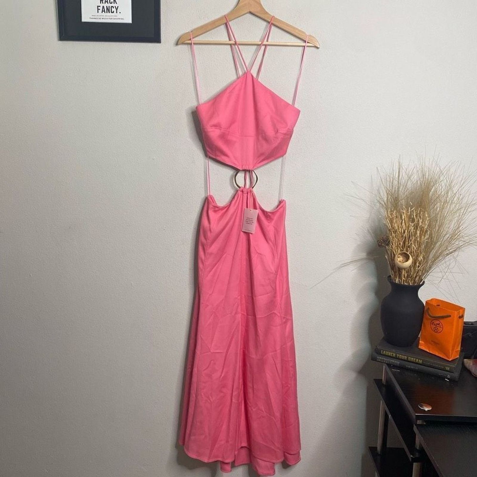 Cult Gaia Cult Gaia Dress Pink Halter Cut Out O-ring Midi Dress Size L Size L / US 10 / IT 46 - 2 Thumbnail